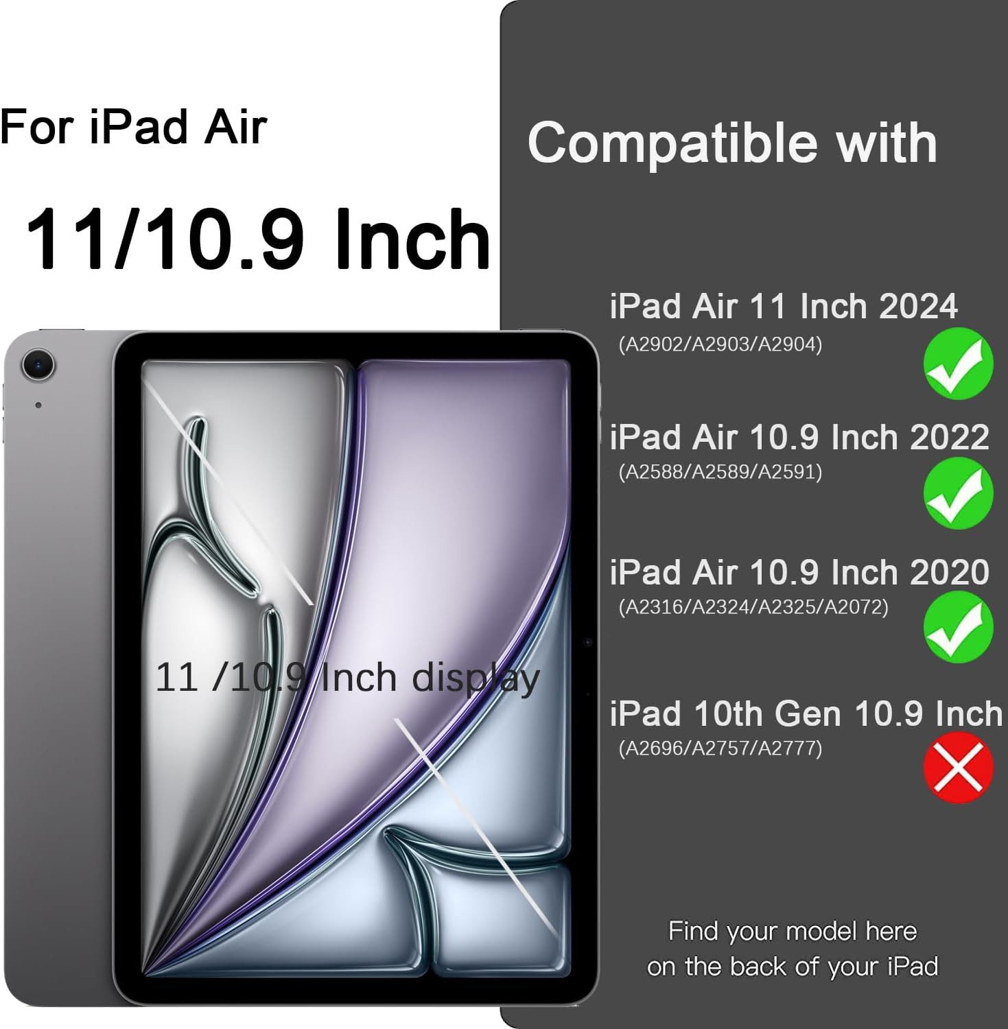 SmartUP Tablet-Hülle für iPad Air 11 Zoll M4 2026 / M3 2025 / M2 2024, 6.Gen.- 8.Gen. Case 11 Zoll, integrierte Standfunktion, integrierter Stifthalter