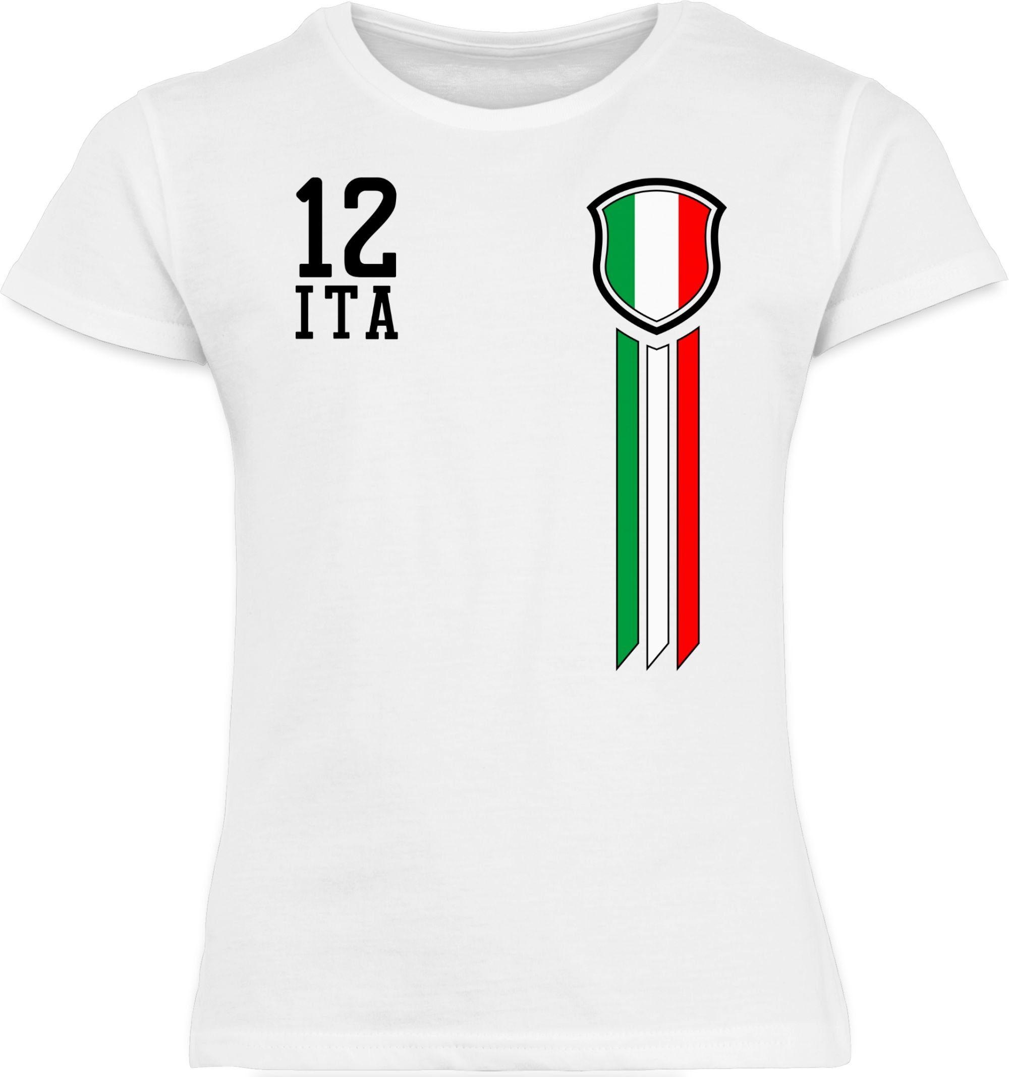 Weiß Fussball 2024 12. 1 EM Shirtracer Italien Fanshirt Mann T-Shirt Kinder
