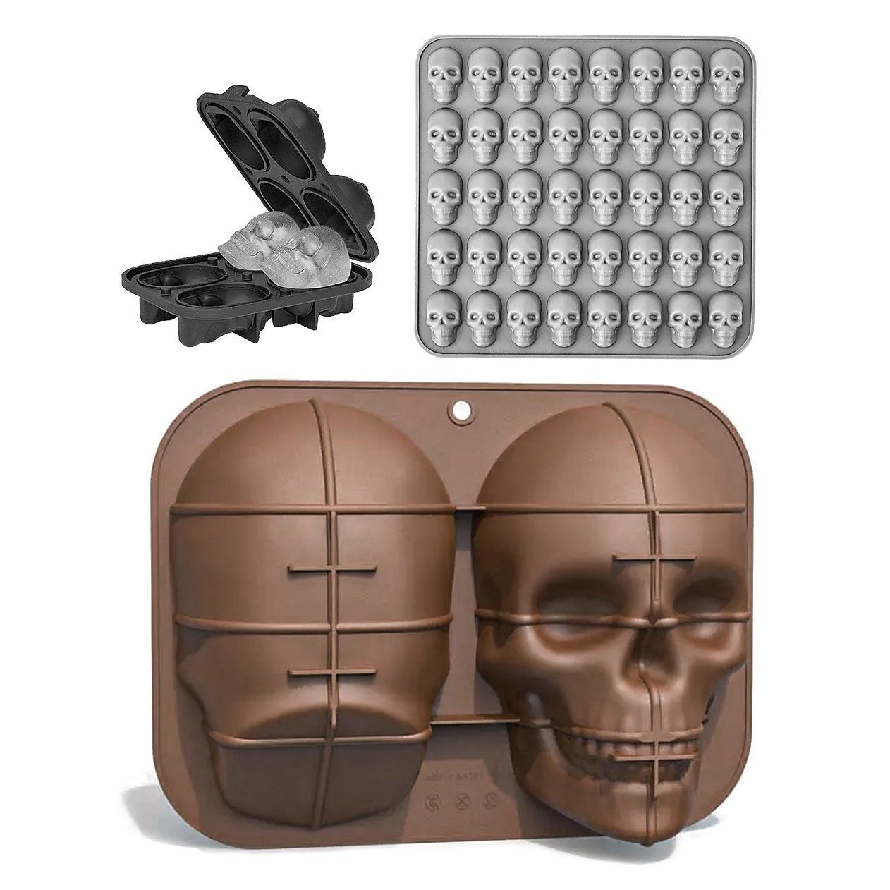 Metamorph Eiswürfelform Halloween Silikonformen Set Totenkopf zum Backen 3