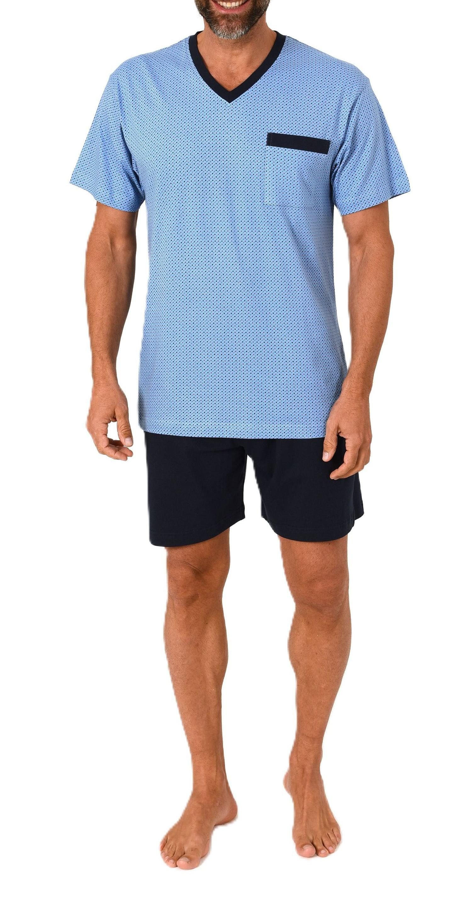 Normann Pyjama Normann Herren kurzarm Schlafanzug Shorty Pyjama mit V-Hals günstig online kaufen