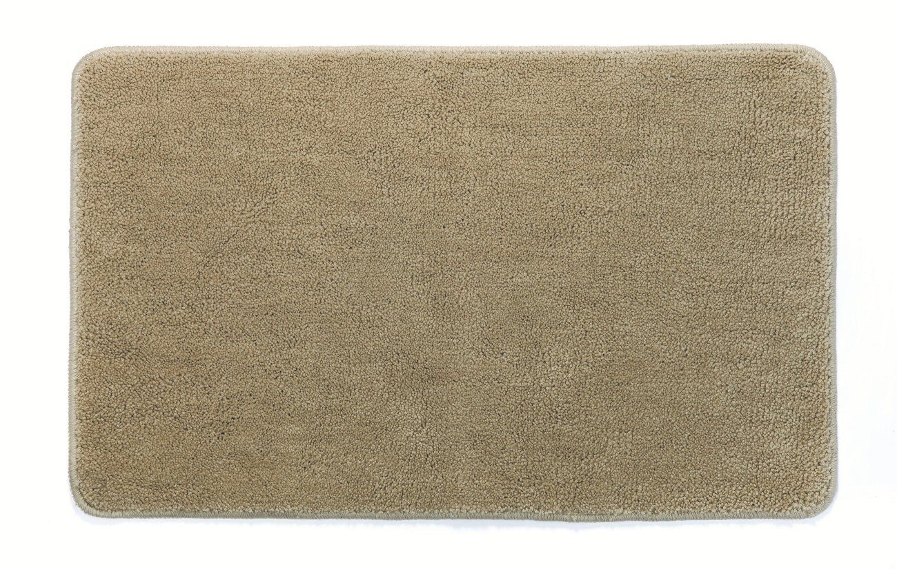 spirella Badematte ROSARIO, rechteckig, Höhe: 12 mm, Badteppich Velours, 100% Polyester Microfaser, Anti-Rutsch Beschichtung, für Fussbodenheizung geeignet, waschbar 30°, schnelltrocknend, 50 x 80 cm, beige sand