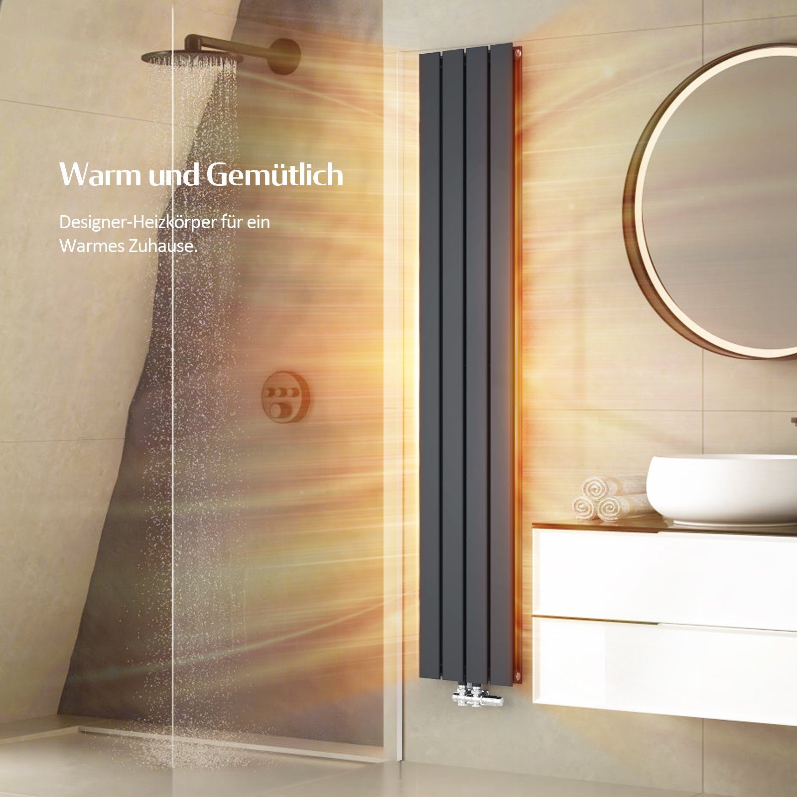 EMKE Heizkörper 160x46cm Flach Heizkörper Design Paneelheizkörper, Vertikal günstig online kaufen