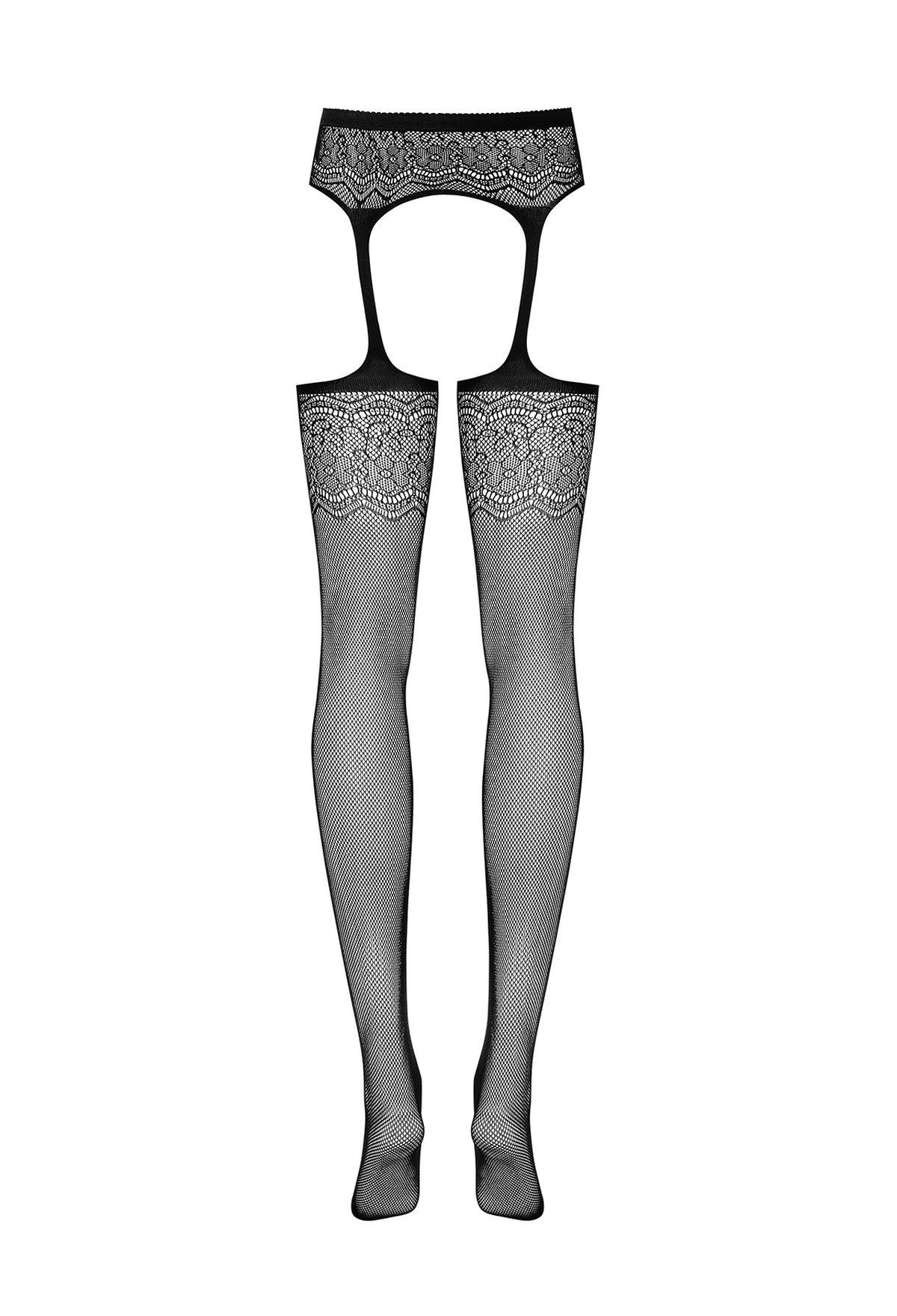 Obsessive Strapsstrümpfe Strapsstrümpfe schwarz elastisch Strumpfgürtel angenähte Strümpfe (1-Paar)