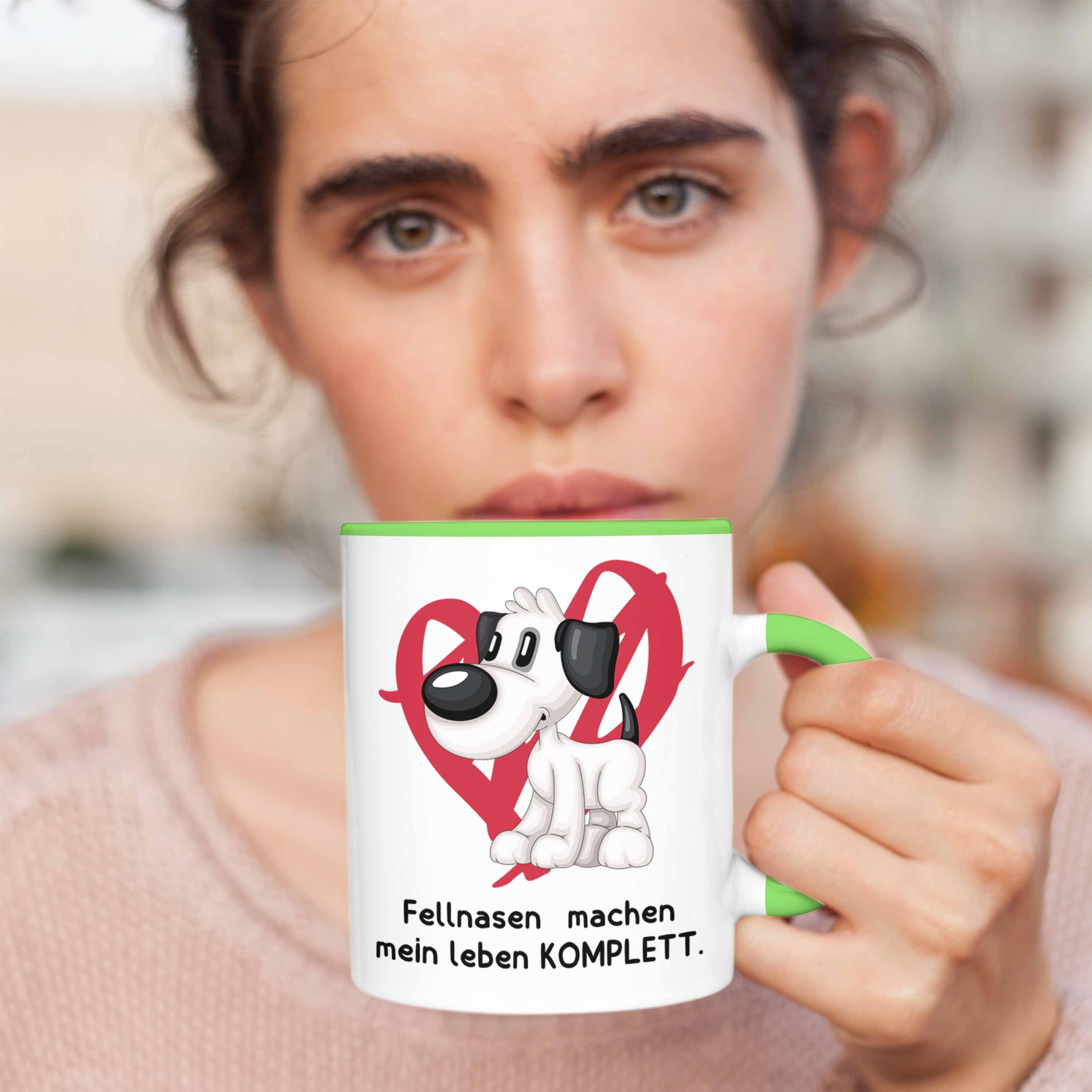 Tasse Hundebesitzer Grün Kaffee-Becher Leben Fellnasen mein Trendation Tasse Geschenk machen