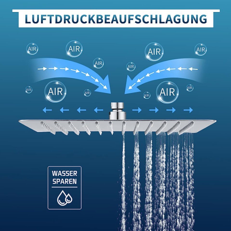 10 "-25cm) Duschkopf (mit Ultradünn, Regenduschkopf Silikon-Wasserauslass, quadratischer Regenduschkopf Edelstahl, BlingBin
