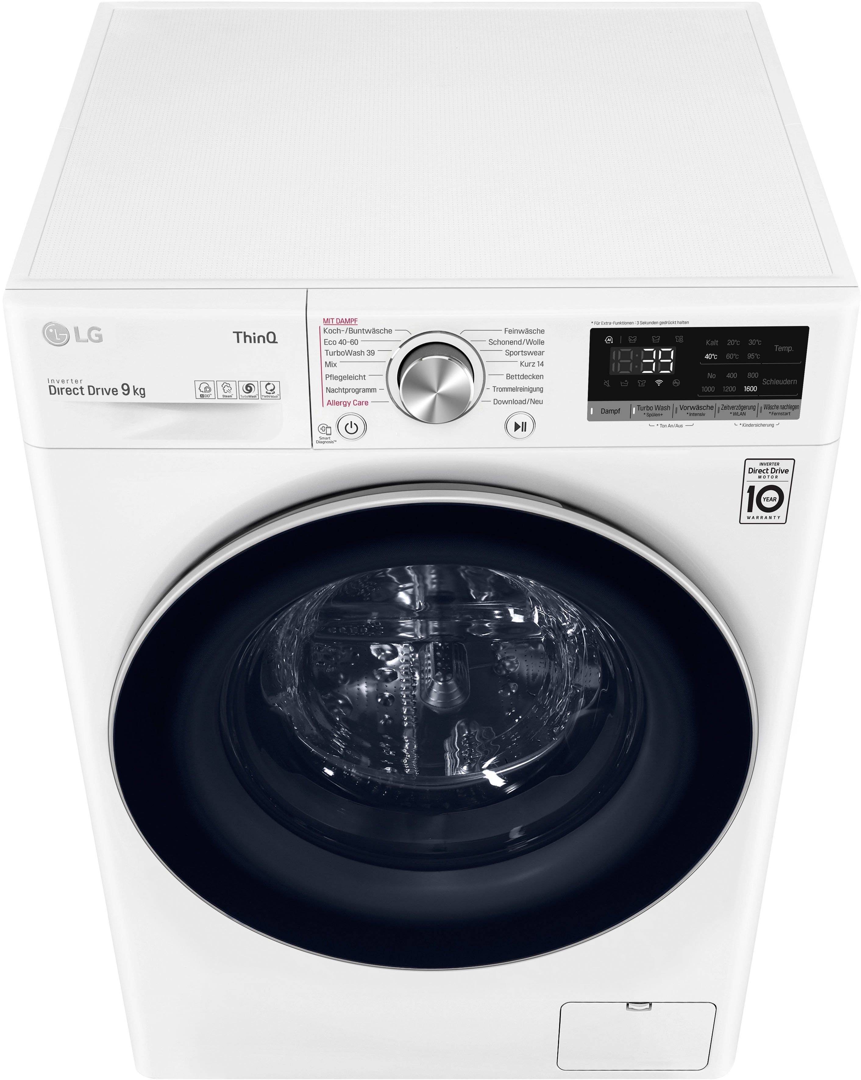 Waschmaschine Minuten F6WV709P1, 9 - 1600 TurboWash® LG 39 in U/min, nur Waschen kg,