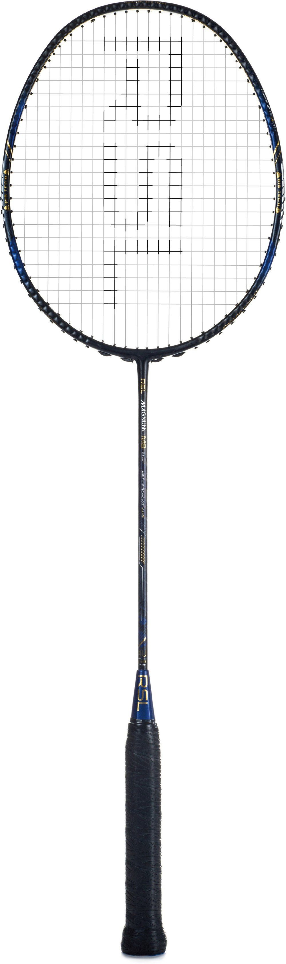 RSL Badmintonschläger Magnum 8 (83g, grifflastig, steif) schwarz - besaitet, Gewichtsklasse: 4U/G6
