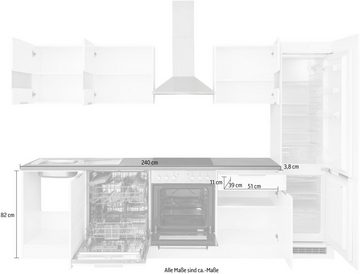 KOCHSTATION Küche KS-Luhe, 300 cm breit, wahlweise mit oder ohne E-Geräten, gefräste MDF-Fronten