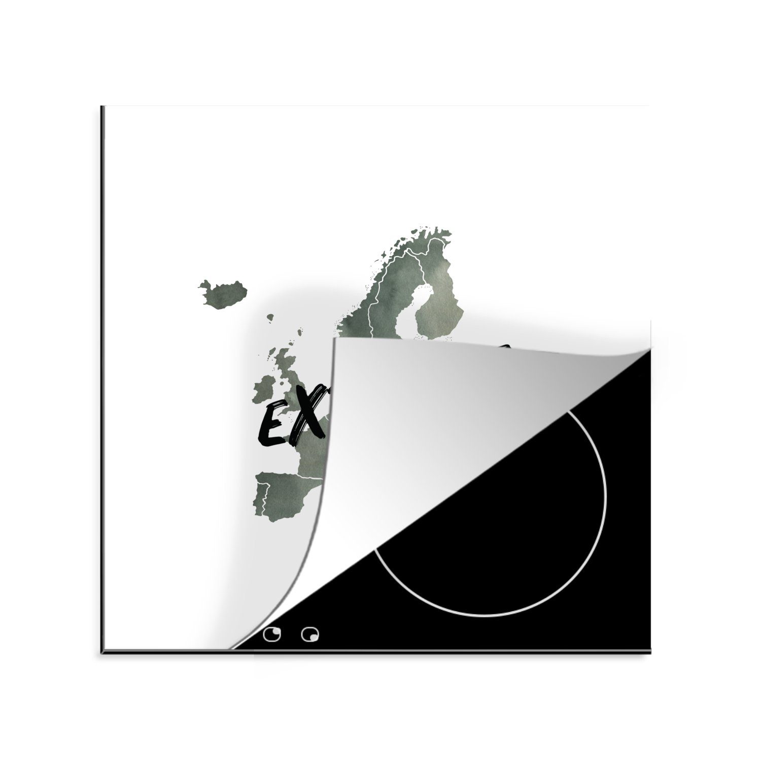 - tlg), Arbeitsplatte Aquarell - Briefe, Ceranfeldabdeckung, MuchoWow (1 Vinyl, für Karten Herdblende-/Abdeckplatte 78x78 küche Europa - cm,