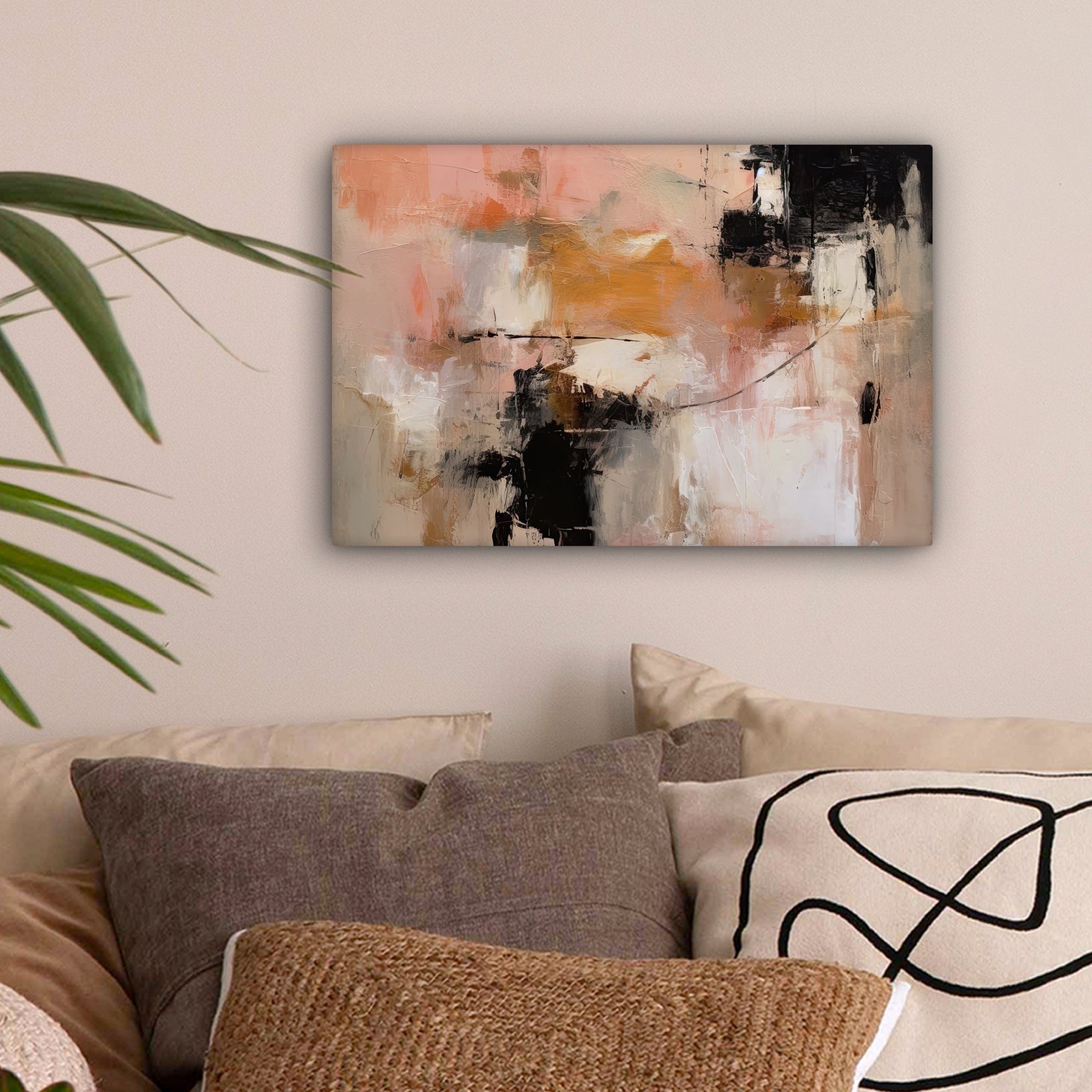 OneMillionCanvasses® Leinwandbild Kunst - Abstrakt - Beige - Farbe, Fotodru günstig online kaufen