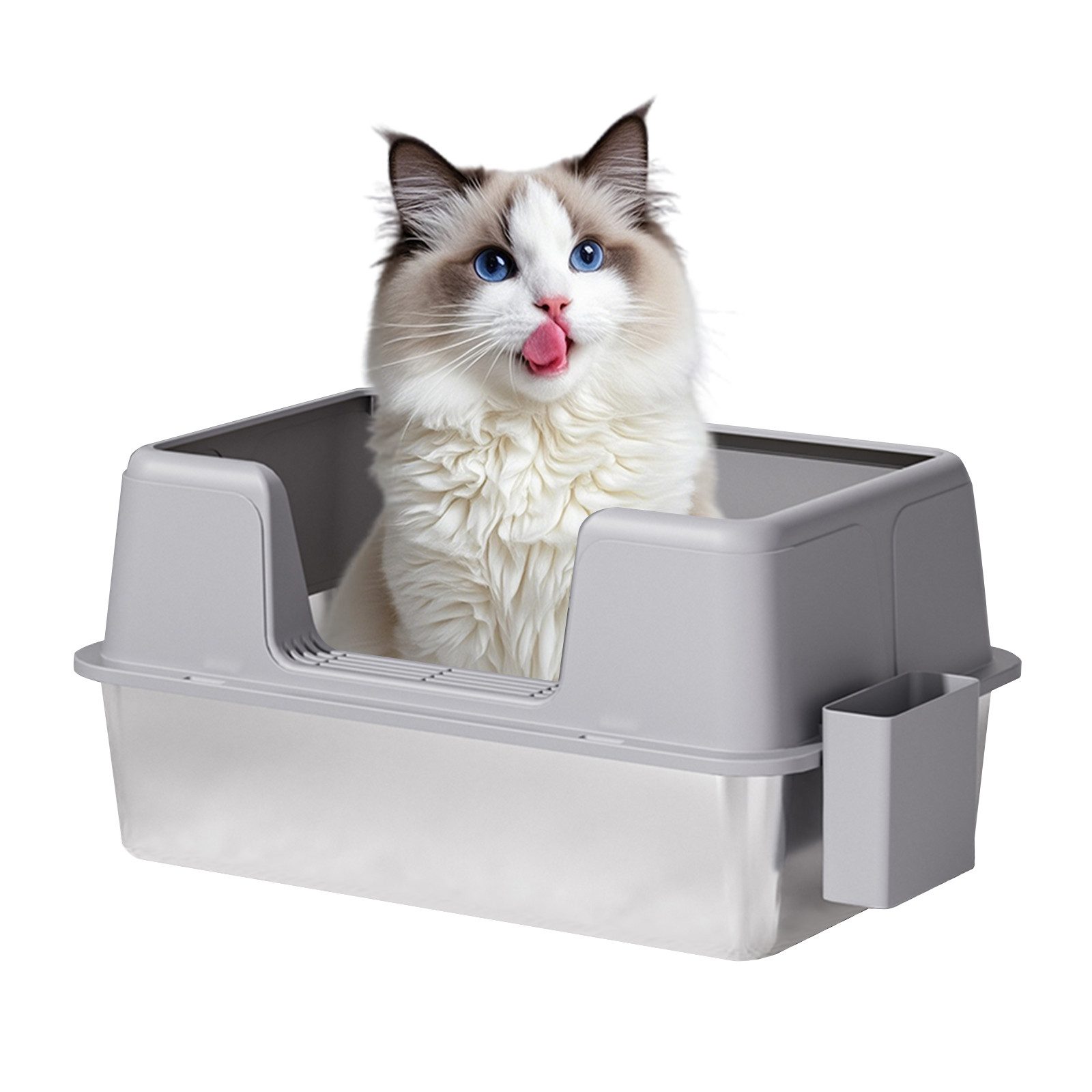 GarveeMore Katzentoilette Edelstahl Katzentoilette Öffnen Hoher Zaun Spritz günstig online kaufen