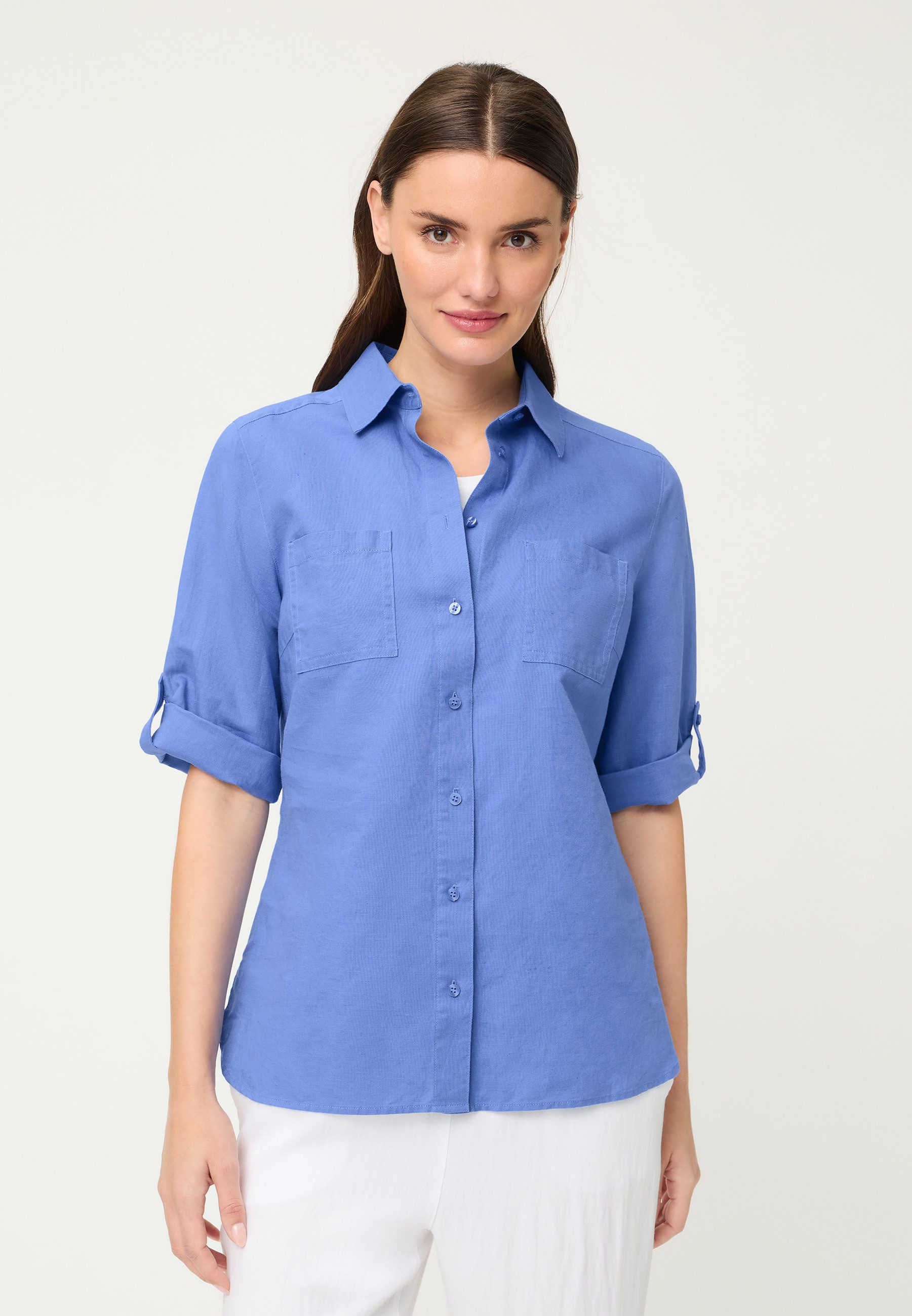 Olsen Hemdbluse mit Turn-up-Ärmeln