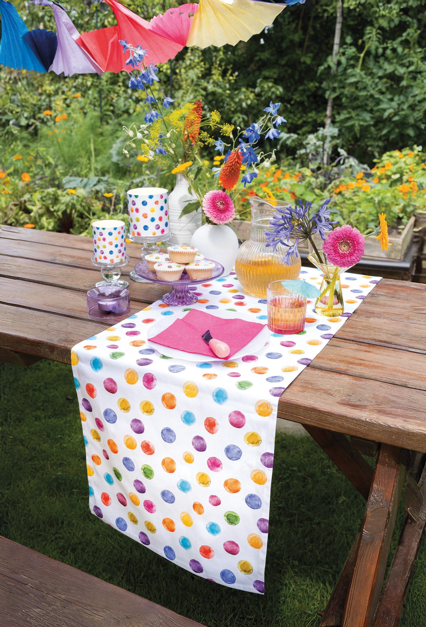 Ambiente® Tischläufer Polka Dots (1-tlg, 1-teilig), Tischläufer Tischdecke günstig online kaufen