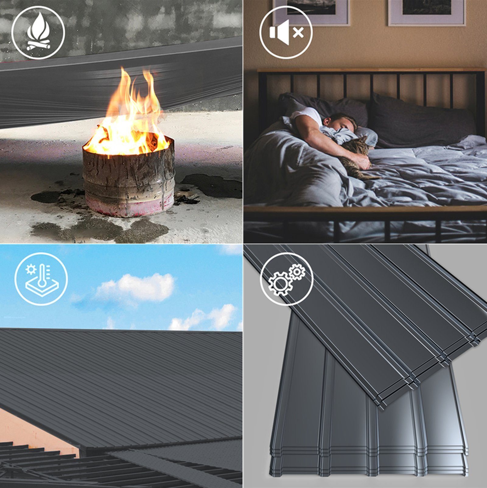 Mondeer Gartenhaus Wellplatten (12-tlg), BxT: 45.00x115.00 cm, Dachplatten Trapezblech verzinkt Profilblech