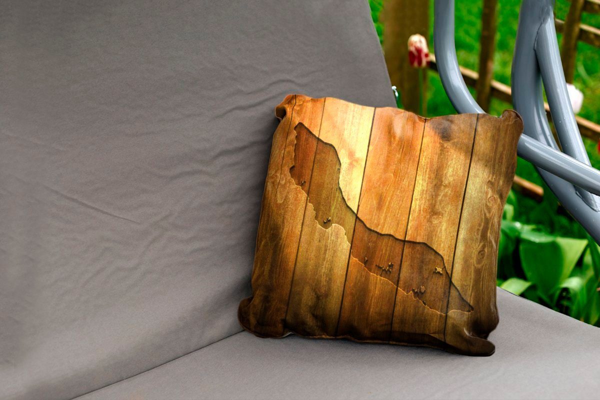 Holzwand, MuchoWow einer Dekokissenbezug, Kissenbezüge, Dekokissen, Illustration von Outdoor Kissenhülle, an Curacao Eine Dekokissen