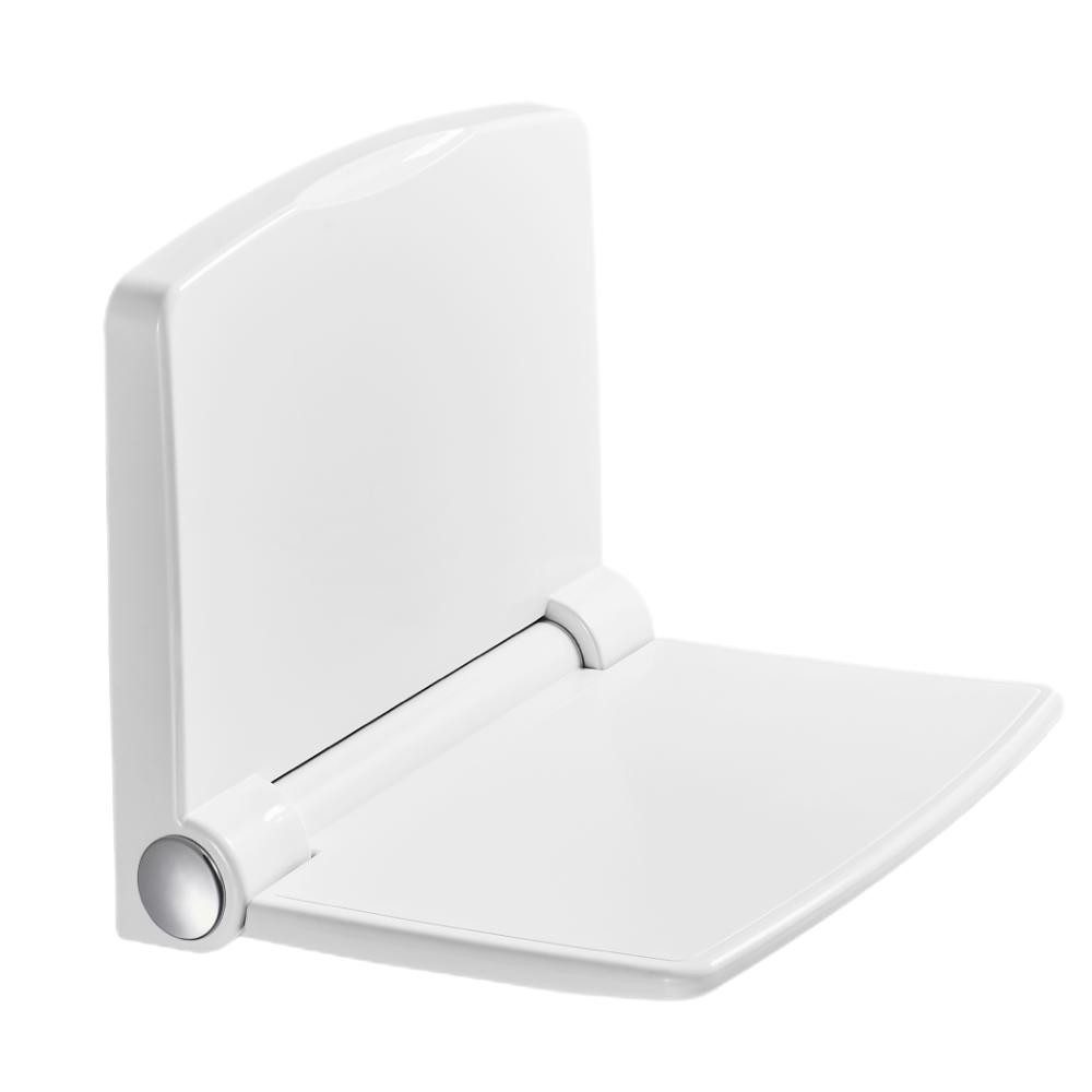 HEUFFE Duschklappsitz zur wandmontage, für Senioren & Kinder, 90° klappbar, rechteckig, weiß, belastbar bis 200,00 kg, modern, mit Rückenlehne und konkavem Sitzdesign
