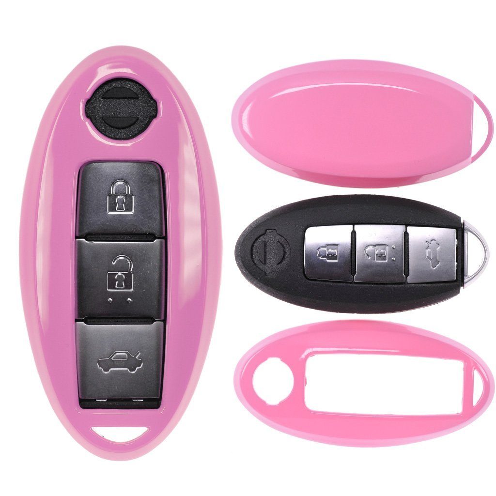 Qashqai Evalia Pink, mt-key Pulsar Hardcover Autoschlüssel Navra KEYLESS Schlüsseltasche Nissan Juke Schutzhülle Micra für X-Trail