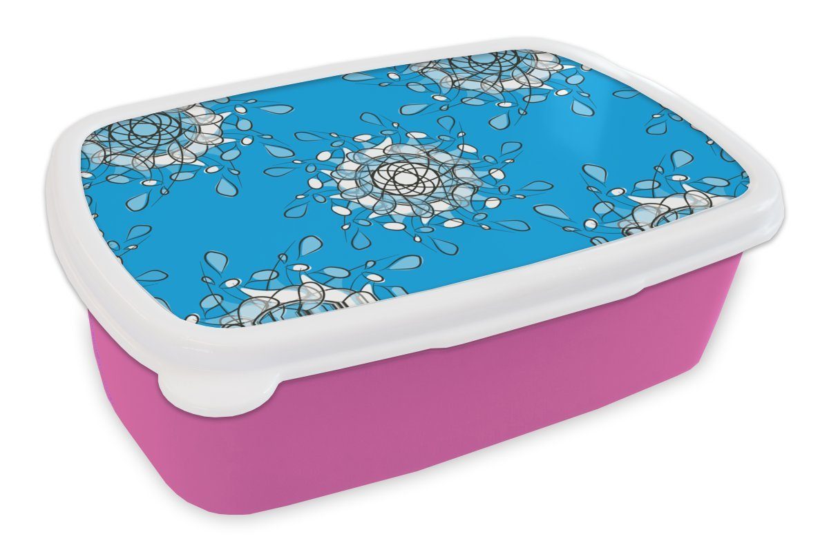 Lunchbox - Snackbox, - Brotbox Brotdose Kunststoff, - Kunststoff (2-tlg), MuchoWow Kinder, Design für Mädchen, Blumen Schneeflocke Winter, rosa Erwachsene,