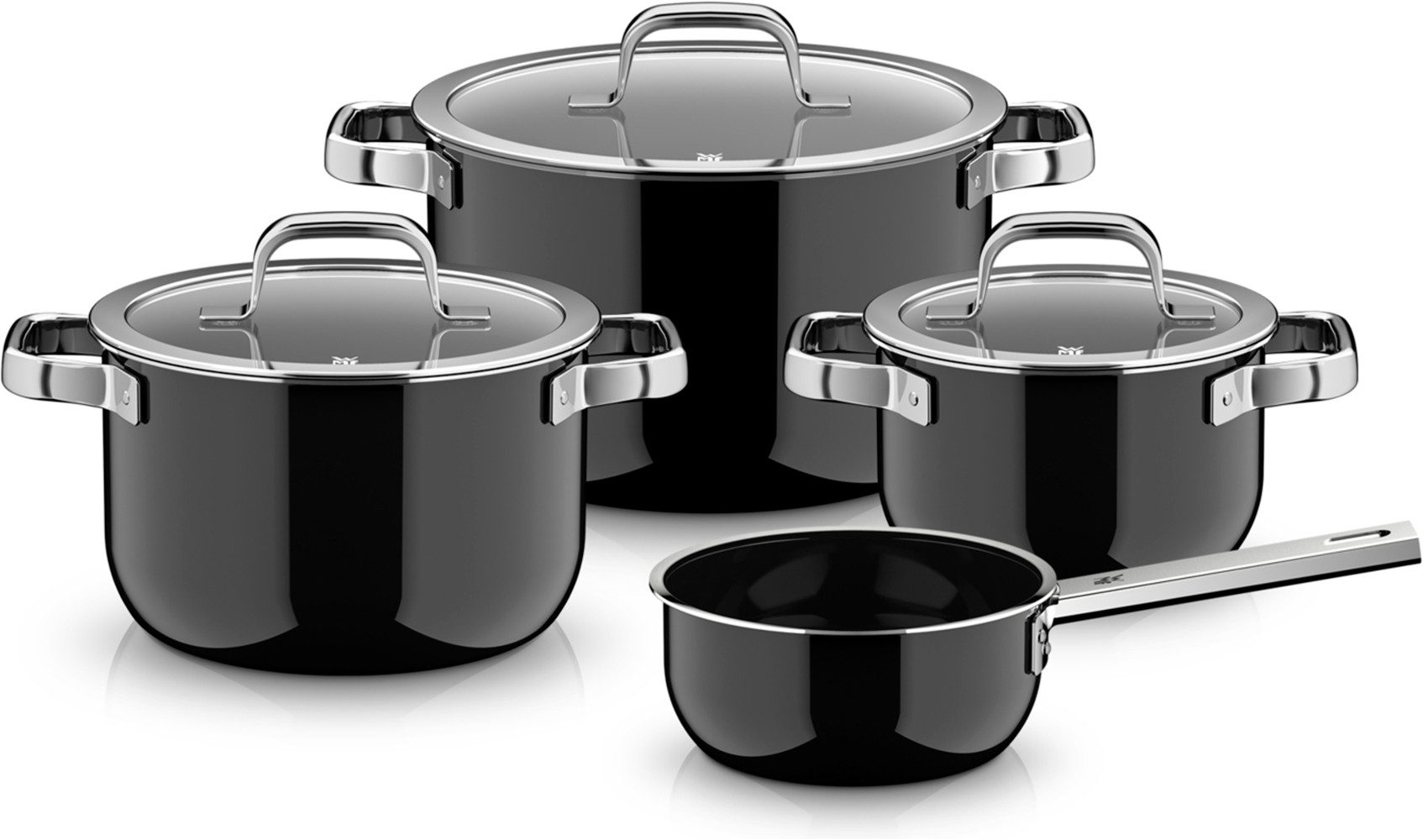 WMF Topf-Set Fusiontec Mineral Pro, Glas, Edelstahl (Set, 7-tlg), kratzfeste Oberfläche, wärmereduzierende Hohlgriffe, Made in Germany