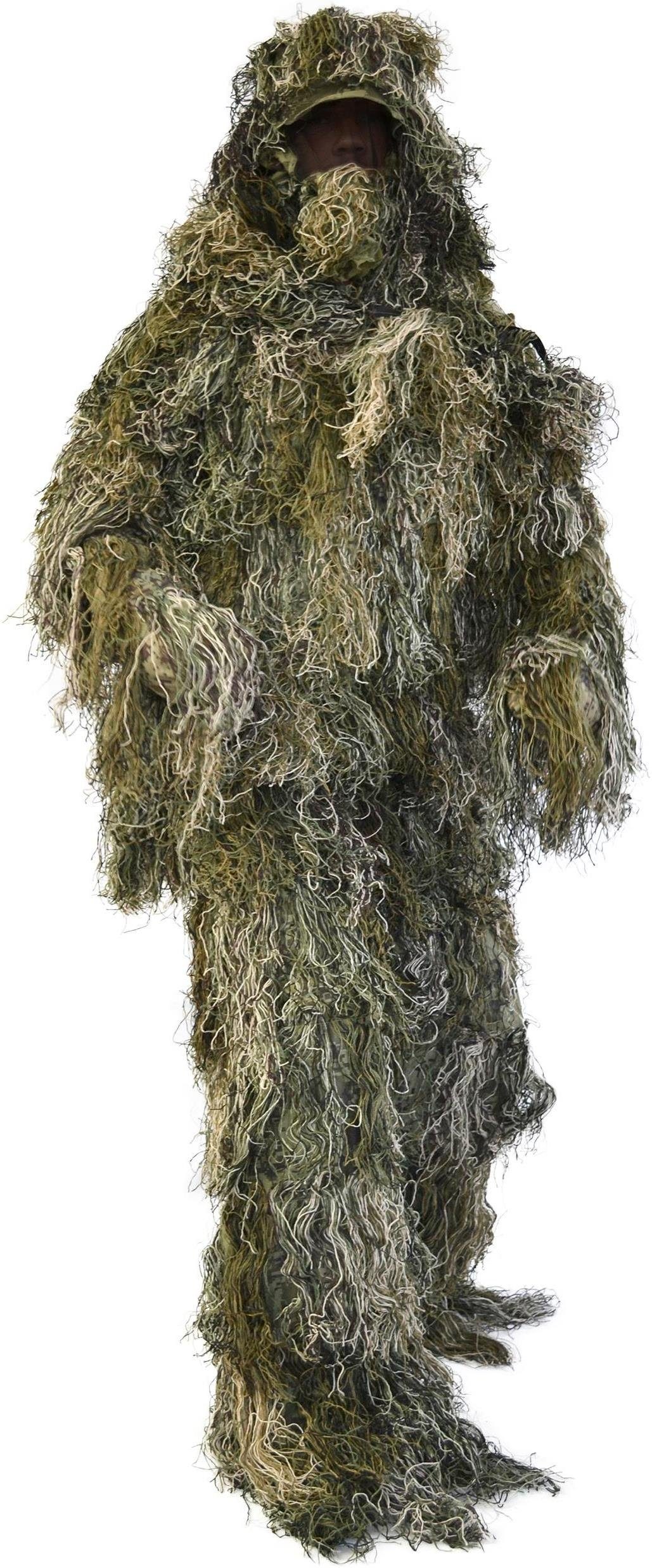 normani Monster-Kostüm Tarnanzug 4-teilig Ghillie Suit, Scharfschützen-Outfit Tarnung - Jacke, Hose, Gewehr- und Kopfbedeckung