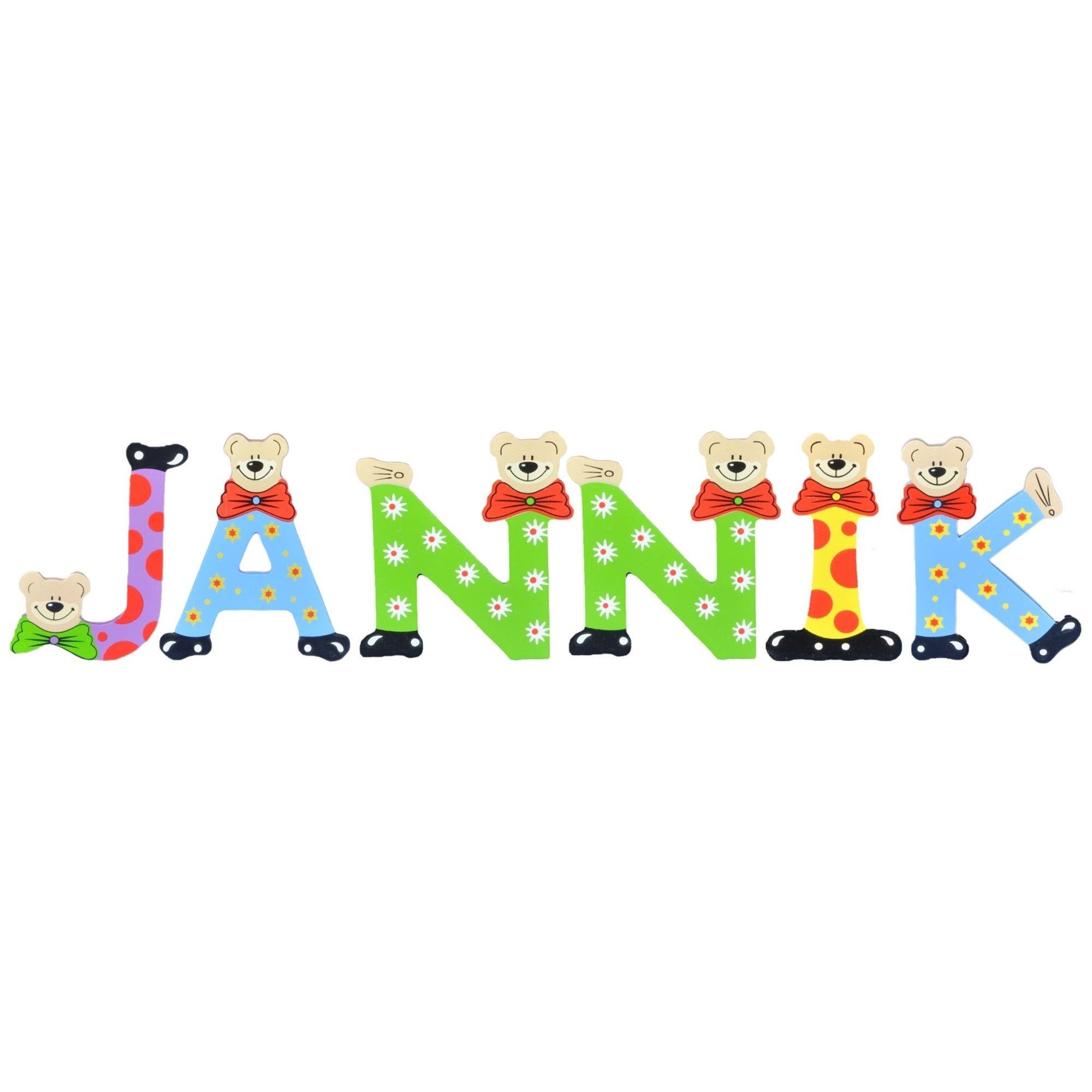 Kinder Deko-Buchstaben sortiert Playshoes 6 (Set, - St), JANNIK Namen-Set, Holz-Buchstaben