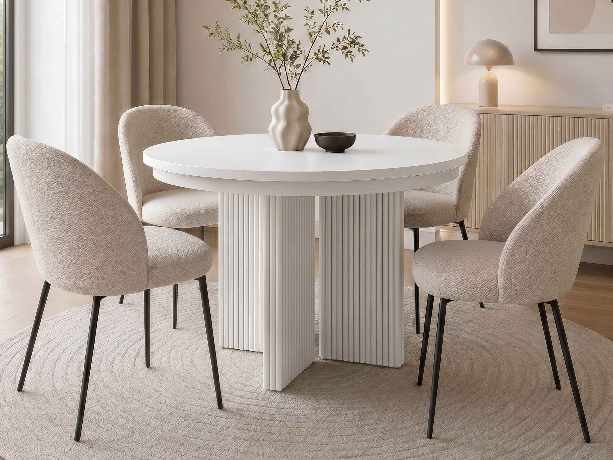 Beautysofa Esstisch PRESTIGE runder Design-Tisch ausziehbar Ø 100–180 cm oder Ø 120–200 cm (Metallbeinen, hitze- und verfärbung beständig), verschiedene Farben – Bild 2 von 5