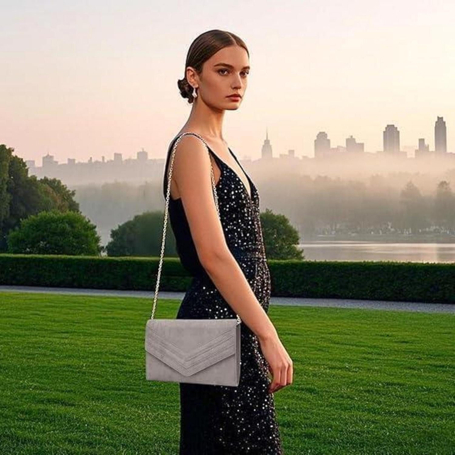 LuxusKollektion Clutch Damen Clutch Envelope Abendtasche Elegant Kettentasche Hochzeit