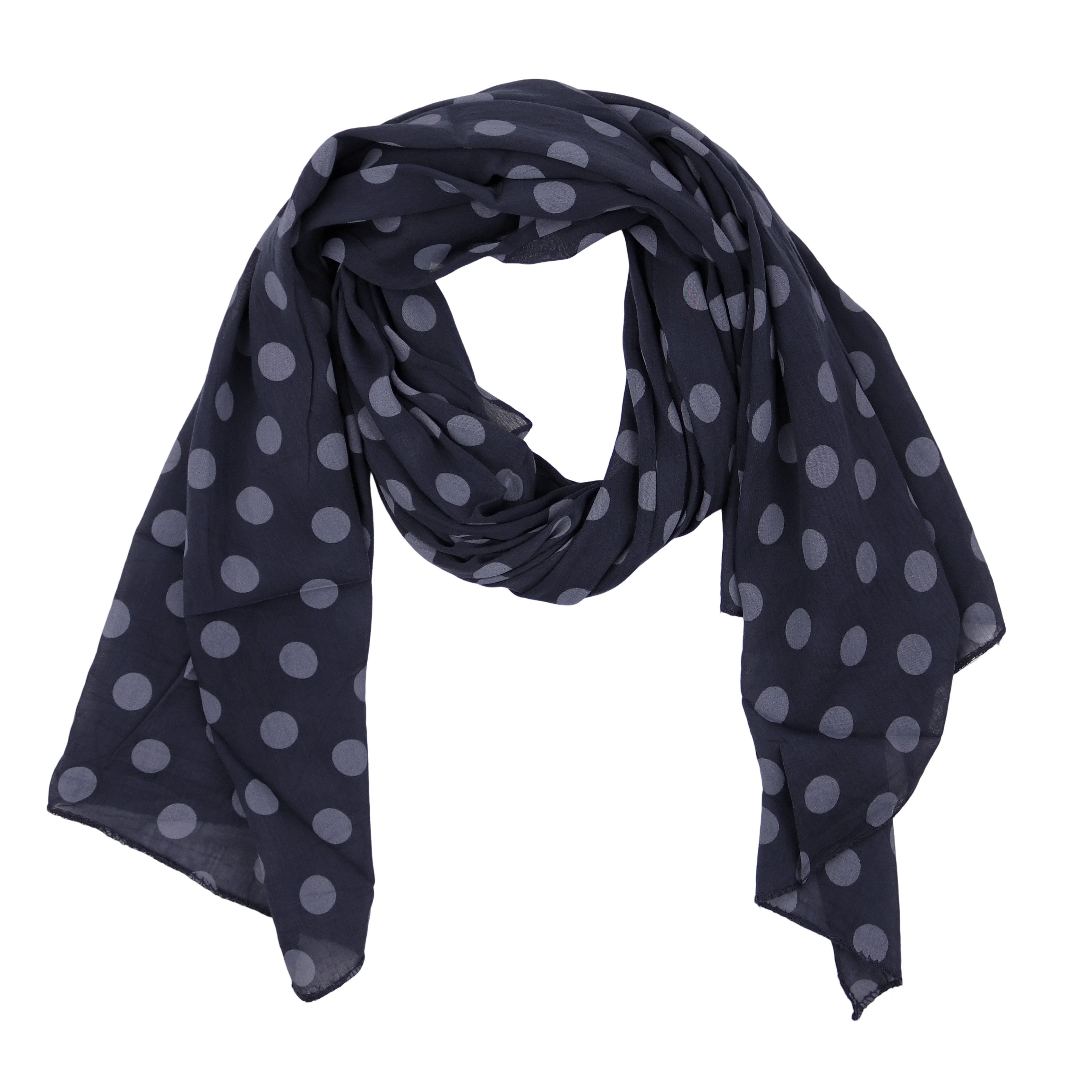 MIRROSI Modeschal Asymmetrischer Schal, Made in Italy 20% Seide 80% Baumwolle, (ca. 170x77cm; Leicht und bequem, zeitlos Pünktchen Muster), Damen Halstuch Stola ideal für Frühling, Sommer und Herbst