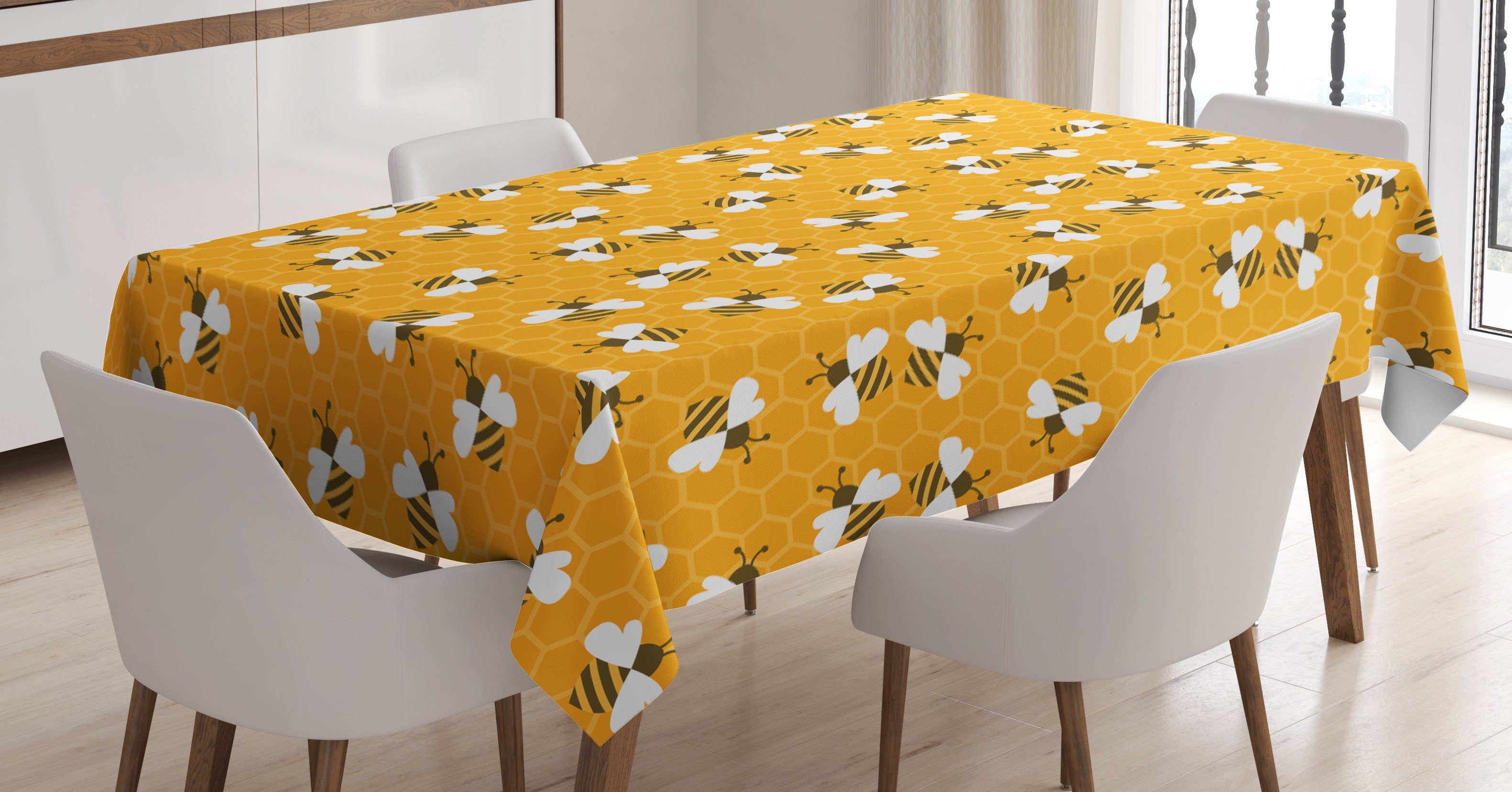 Abakuhaus Tischdecke Farbfest Waschbar Für den Außen Bereich geeignet Klare Farben, Biene Bienen Honig produzieren Zellen | Tischdecken