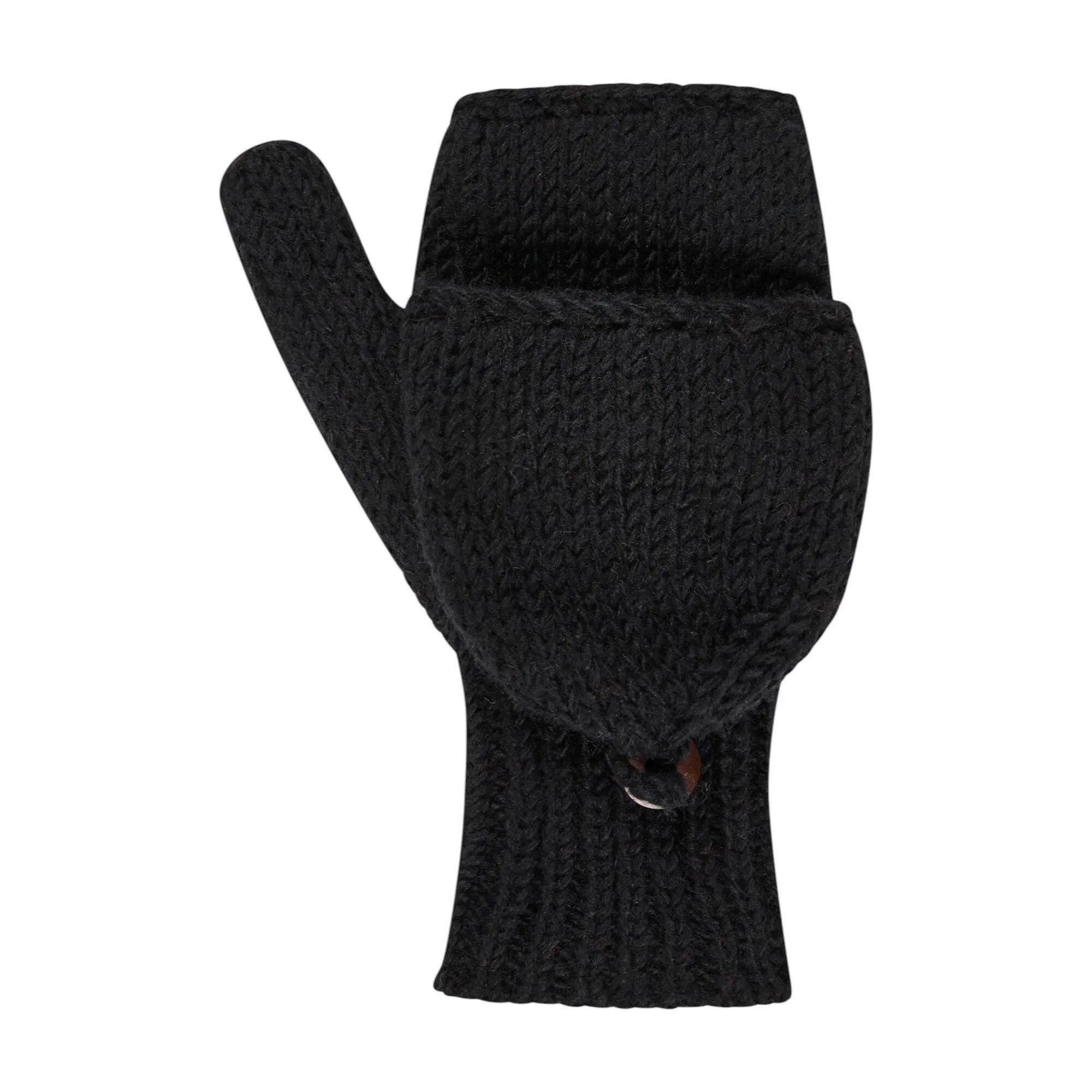 THC Natural Line Strickhandschuhe THC Klapphandschuhe 721 schwarz (1-St., 1 Paar) abklappbare Fingerspitzen