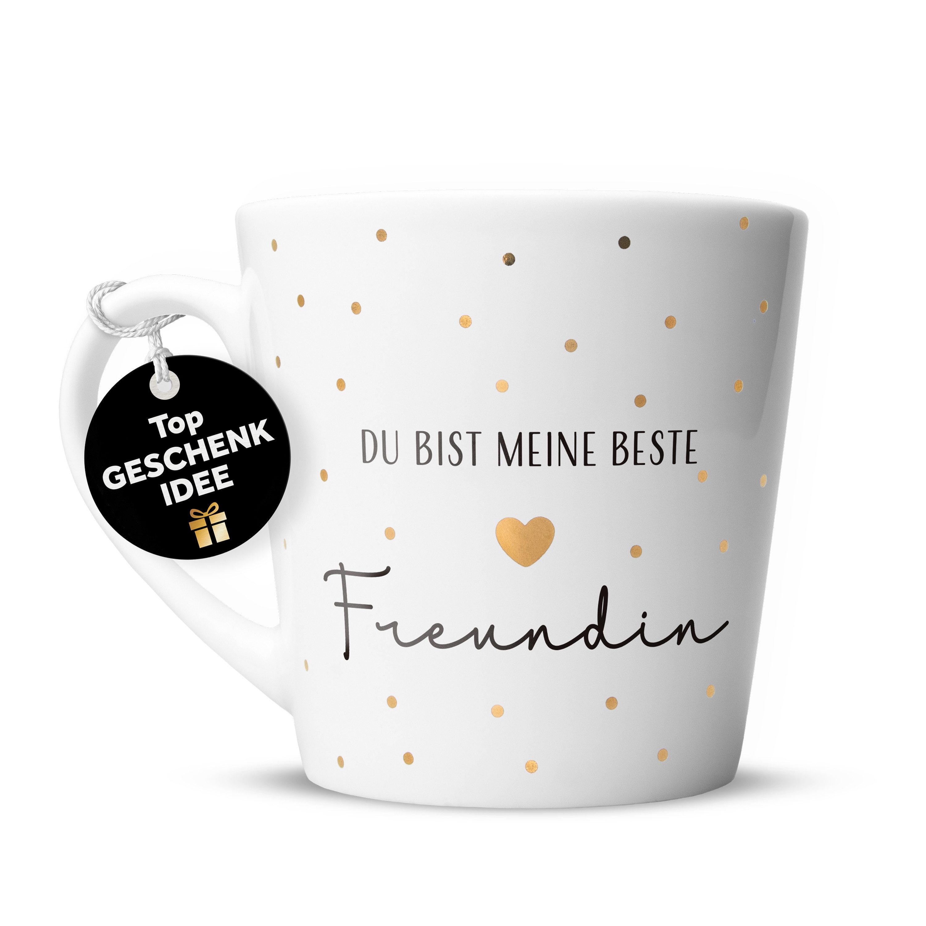 Amari Tasse Beste Freundin Spruch Gold, Geschenk beste Freundin Dankeschön, 1-tlg., Keramik, Kaffeetasse Teetasse 330 ml Geschenkbox Geburtstag Freundschaft
