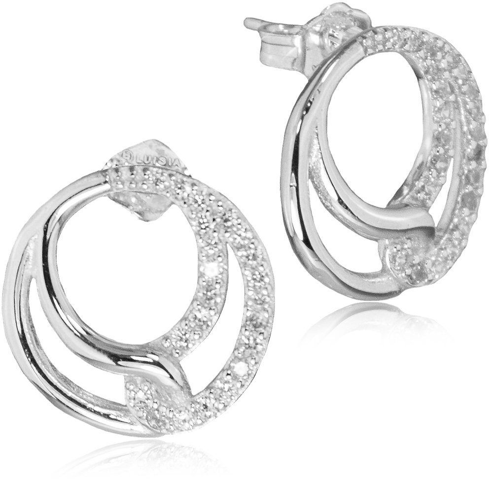 LUISIA® Paar Ohrstecker "Infinity Ringe" mit Zirkonia 66523 - 925 Silber  Ohrringe (2-tlg), 925 Sterling Silber