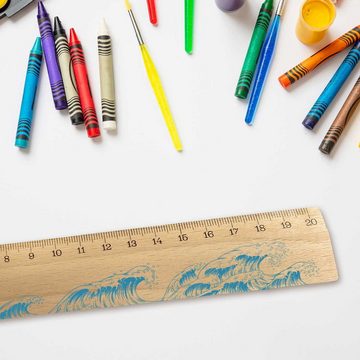 GRAVURZEILE Lineal im Wellen Design - zur Einschulung - für Kinder -, Geschenk für die Schule