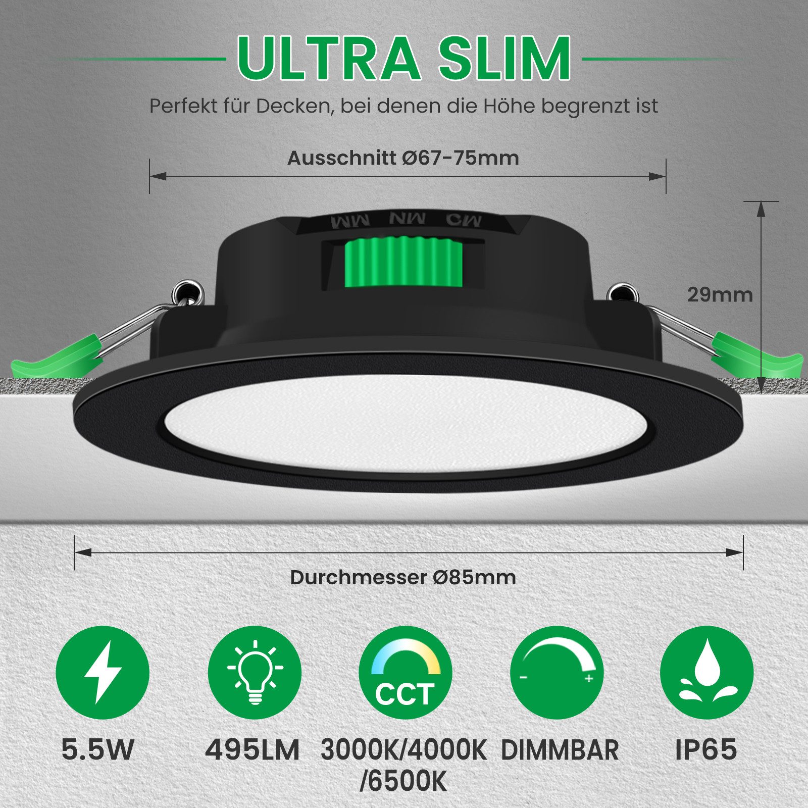 ALUSSO LED Einbaustrahler 10er-Ser, 5.5W Decken günstig online kaufen