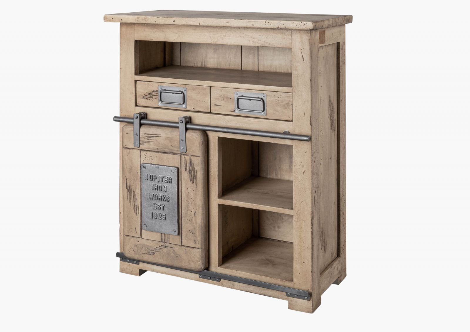 Massivmoebel24 Kommode RAILWAY (Massivholz), Mango 75x36x90 whitewash lackiert RAILWAY #352