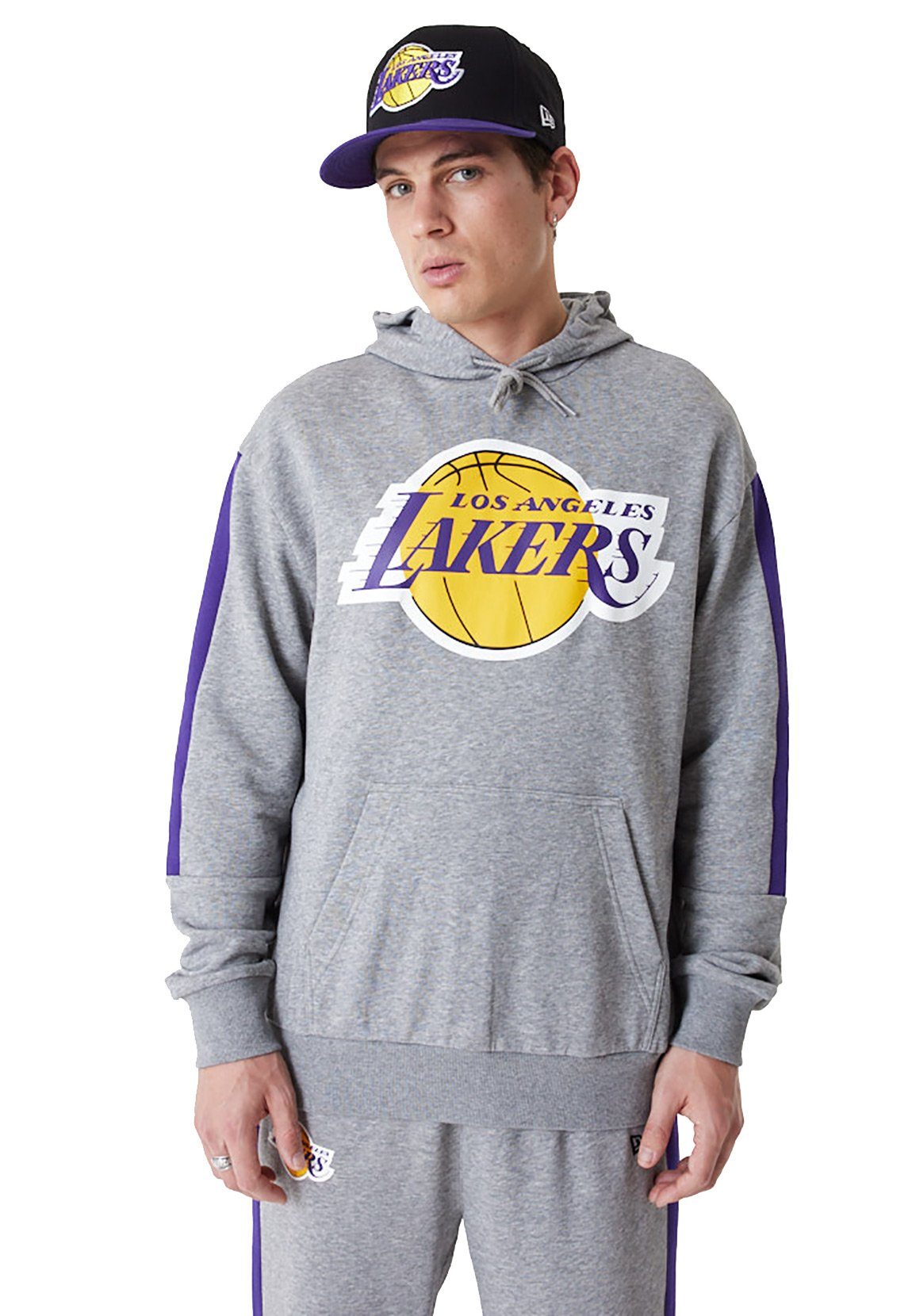 New Era Hoodie New Era Herren Sweater NBA COLOUR BLOCK OS HOODY LA LAKERS Grau