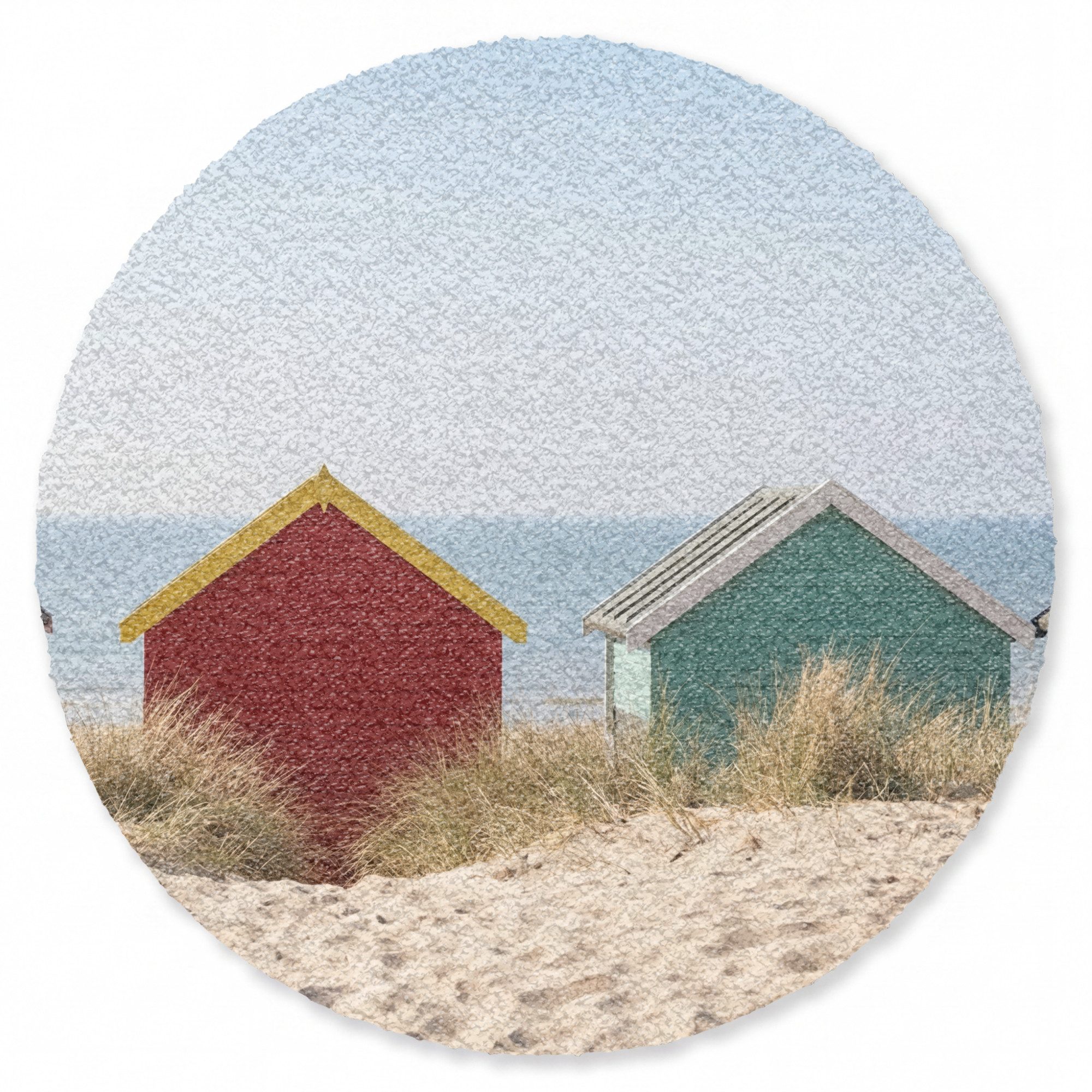 MuchoWow Fußmatte Rund Strand - Ferienhäuser - Farbenfroh - Dünen, Rechteckig, Sauberlaufmatte, Fußabtreter, Türvorleger 120x120 cm