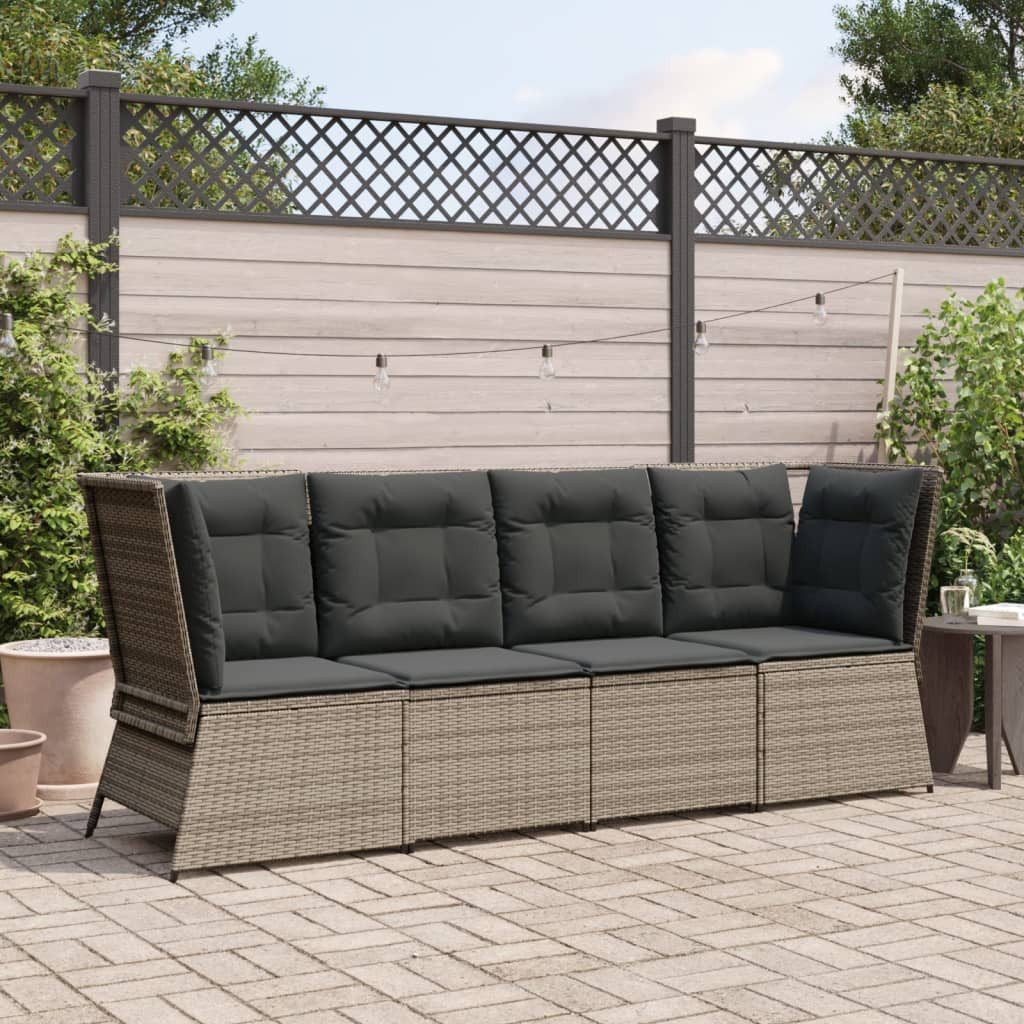 vidaXL Loungesofa Garten-Ecksofa mit Kissen Grau Poly Rattan, 1 Teile
