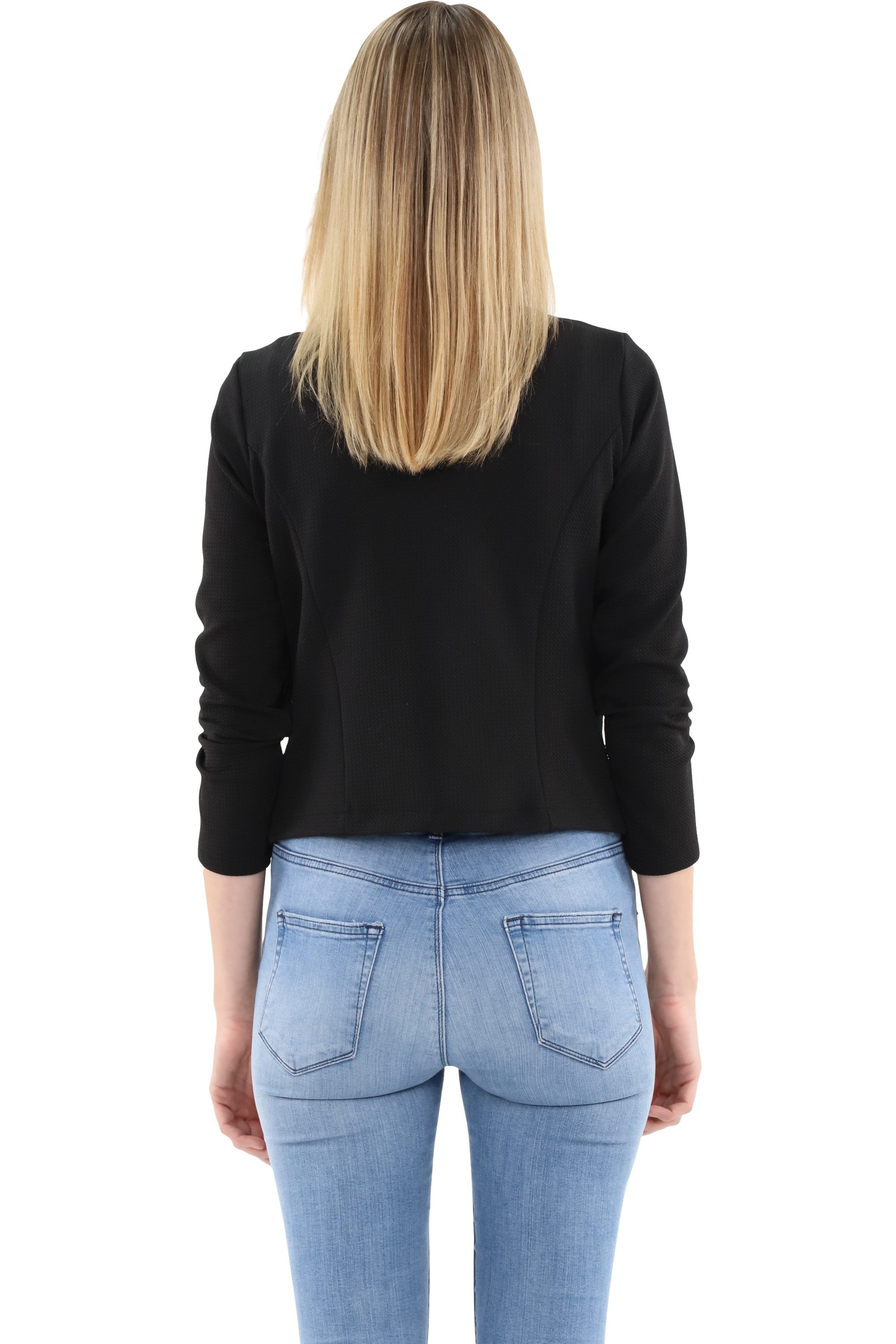 malito more than fashion Jackenblazer malito Damen Blazer ohne Kragen, Sakko im Basic Look, Kurzjacke mit Sweatblazer im Basic-Look