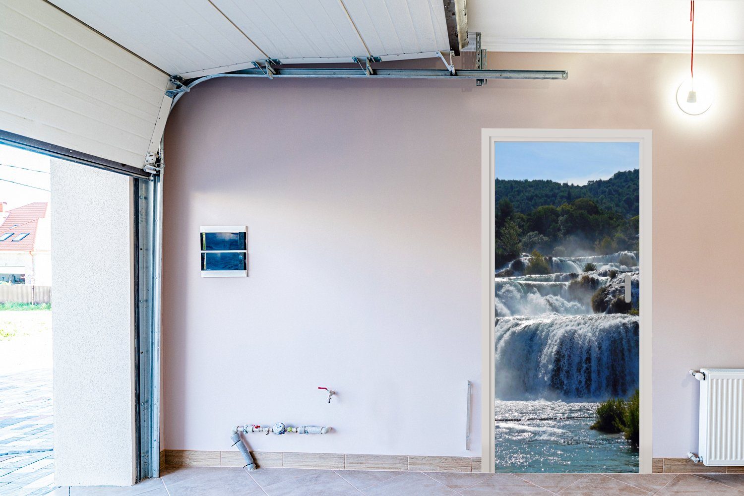 MuchoWow Türtapete Gestapelte Wasserfälle Tür, 75x205 für den St), in cm Matt, bedruckt, in, Fototapete des Krka-Nationalparks Flüssen Türaufkleber, (1