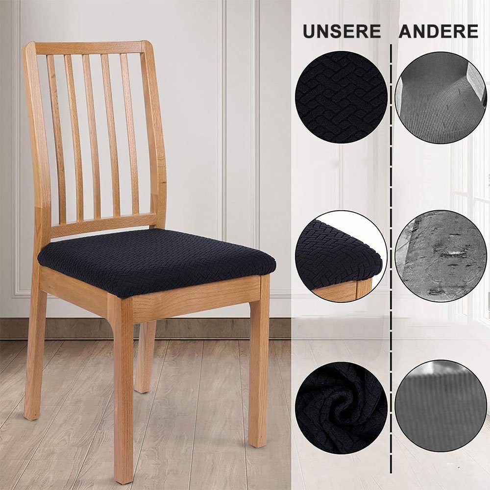 Sitzbezüge für Stühle Hussen-Set Schwarz Esszimmerstühle, Stretch Stück 6 CTGtree für Bezug