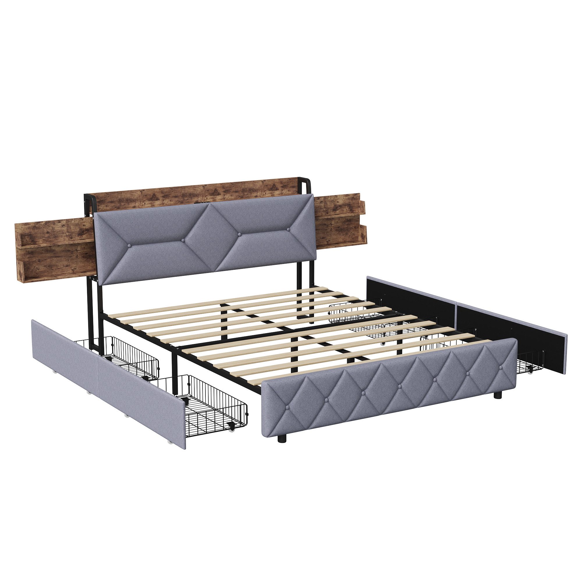 Gdood Polsterbett Doppelbett LED Stauraumbett (1-tlg., günstig online kaufen