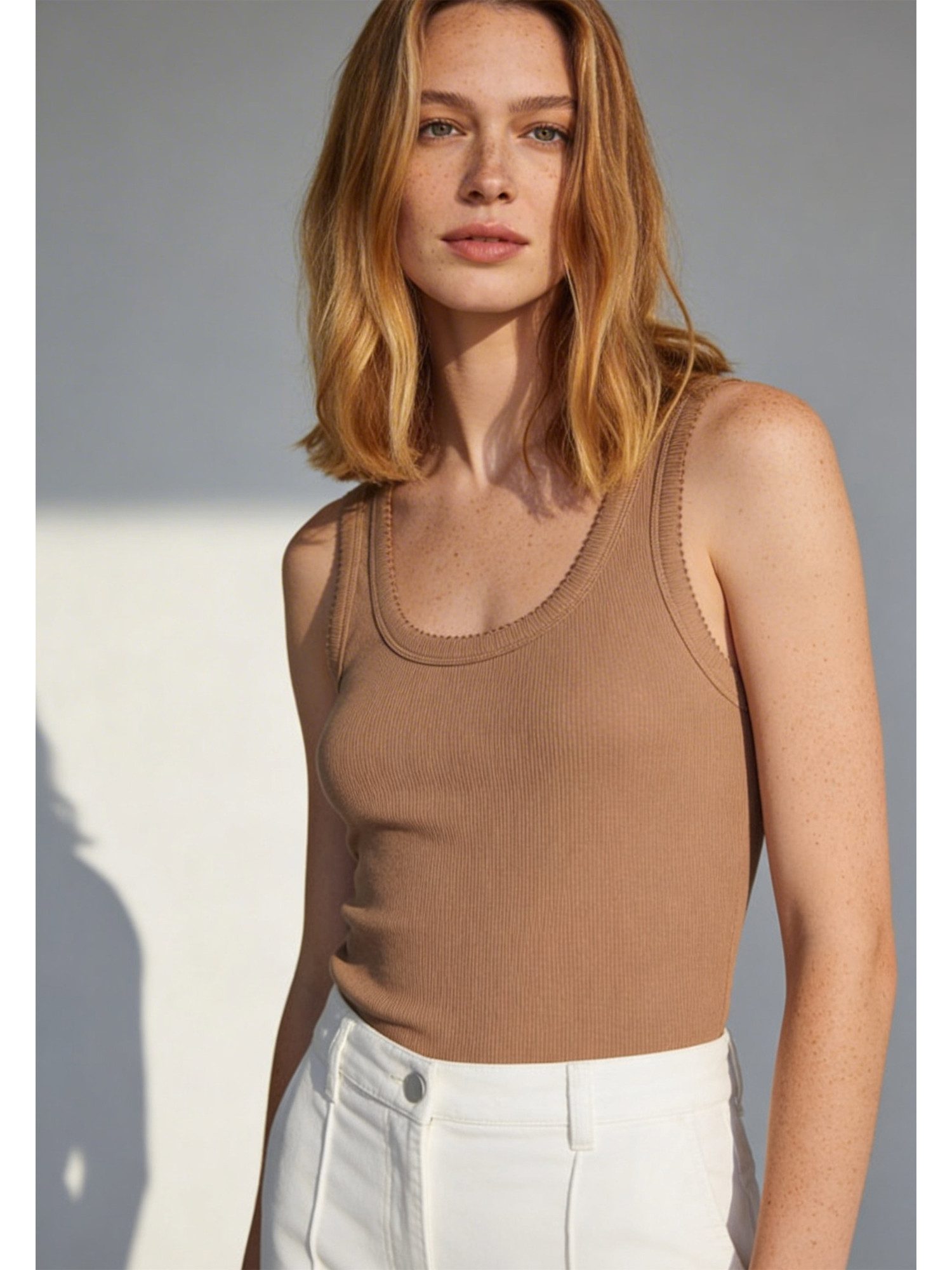 MORE&MORE Shirttop schmales Tank-Top, gerippt