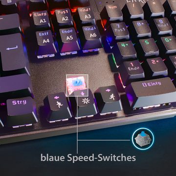 EAXUS Mechanische USB Tastatur Mychanics 94420 - Gaming & Office Gaming-Tastatur (Blue Switches, LED-Beleuchtung, programmierbare Makro-Funktion)