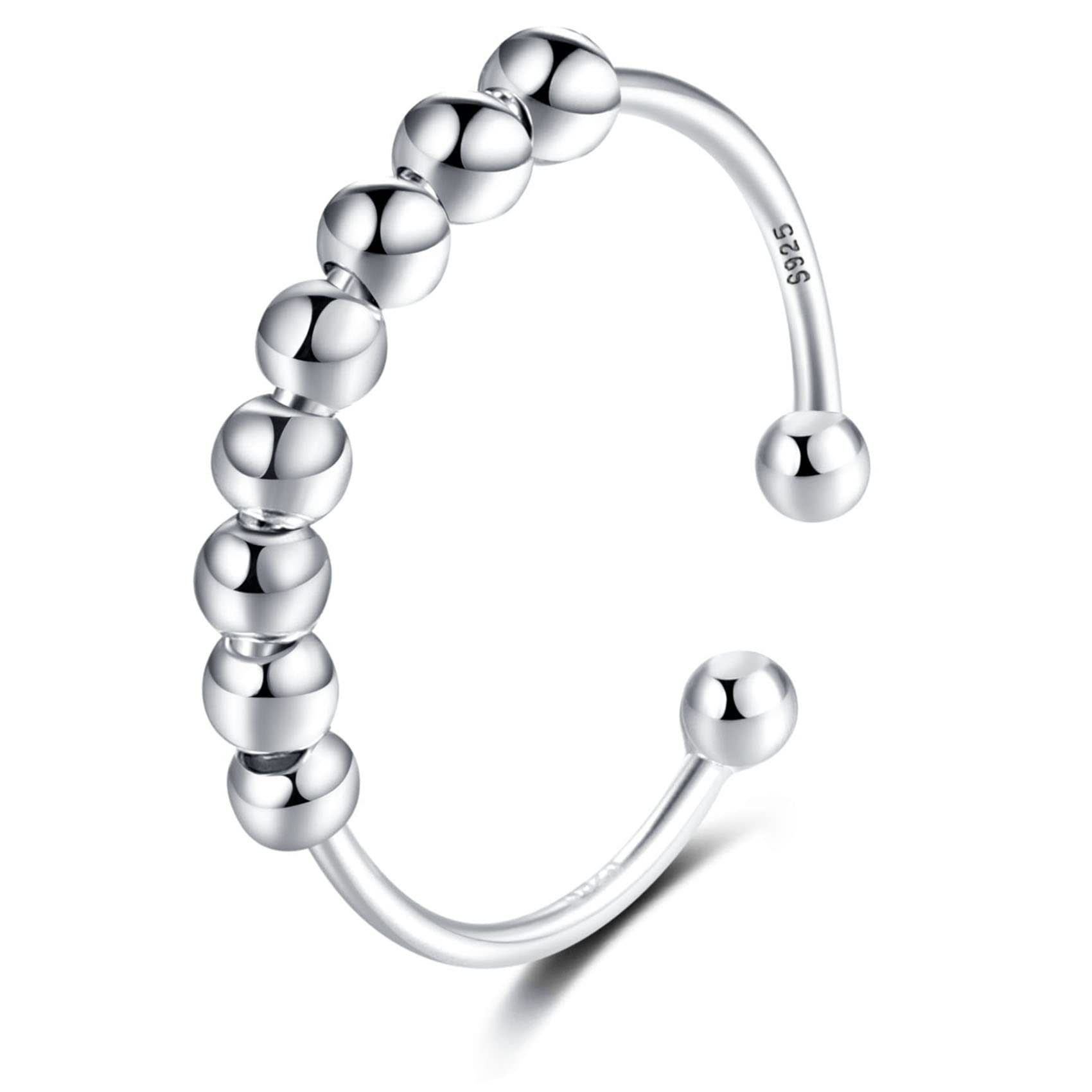 Haiaveng Fingerring S925 Verstellbare Sterling Silber schwimmende Ring für Angst Linderung, Geeignet für Männer und Frauen