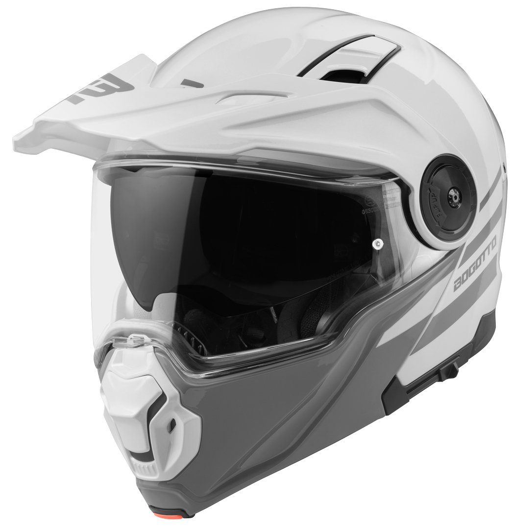 Bogotto Motocrosshelm FG-102 Duo Fiberglas Klapphelm, integriertes Sonnenvisier