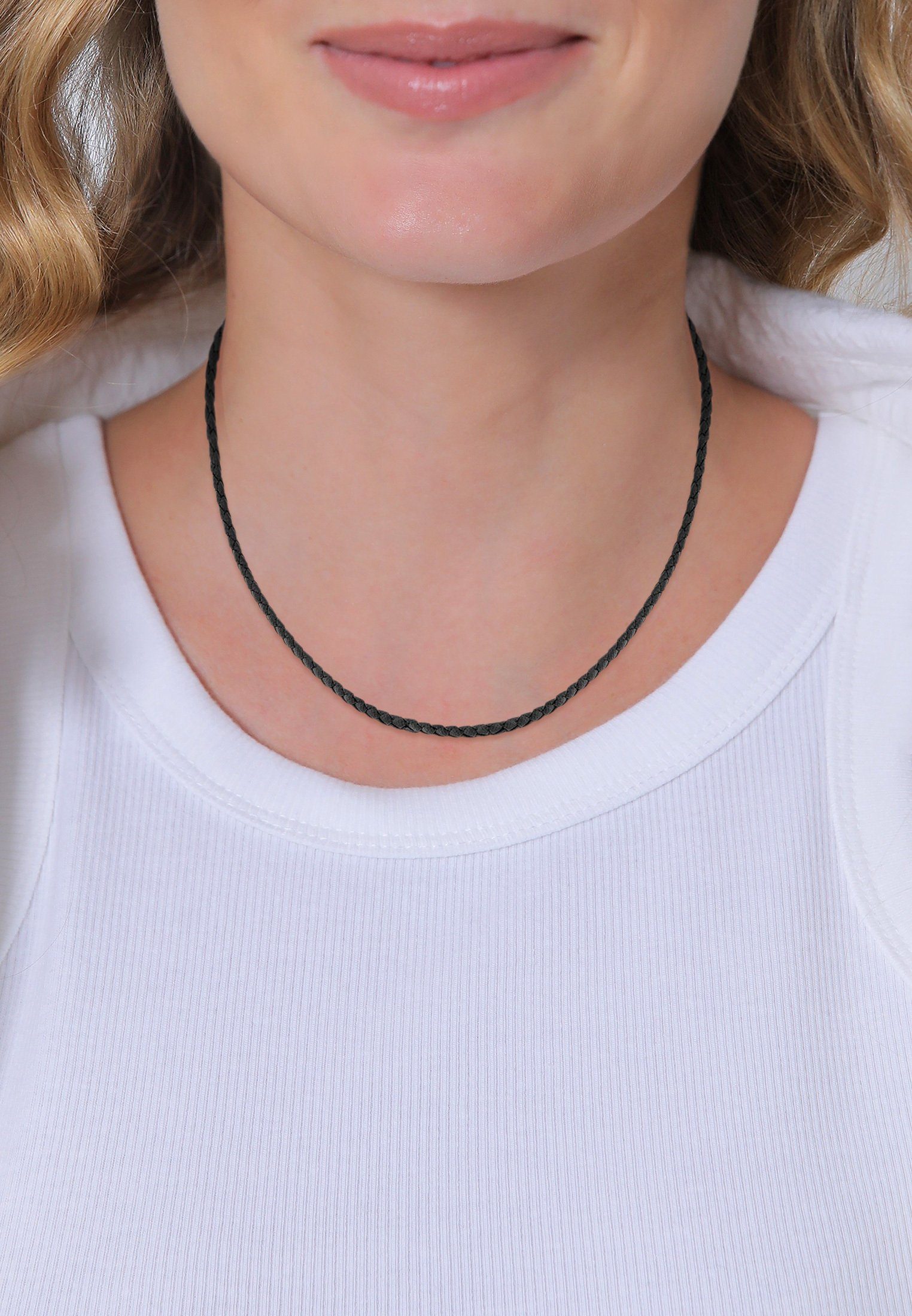 Nenalina Kette ohne Anhänger Lederhalsband Basic Kette Kombinierbar 925 Sil günstig online kaufen