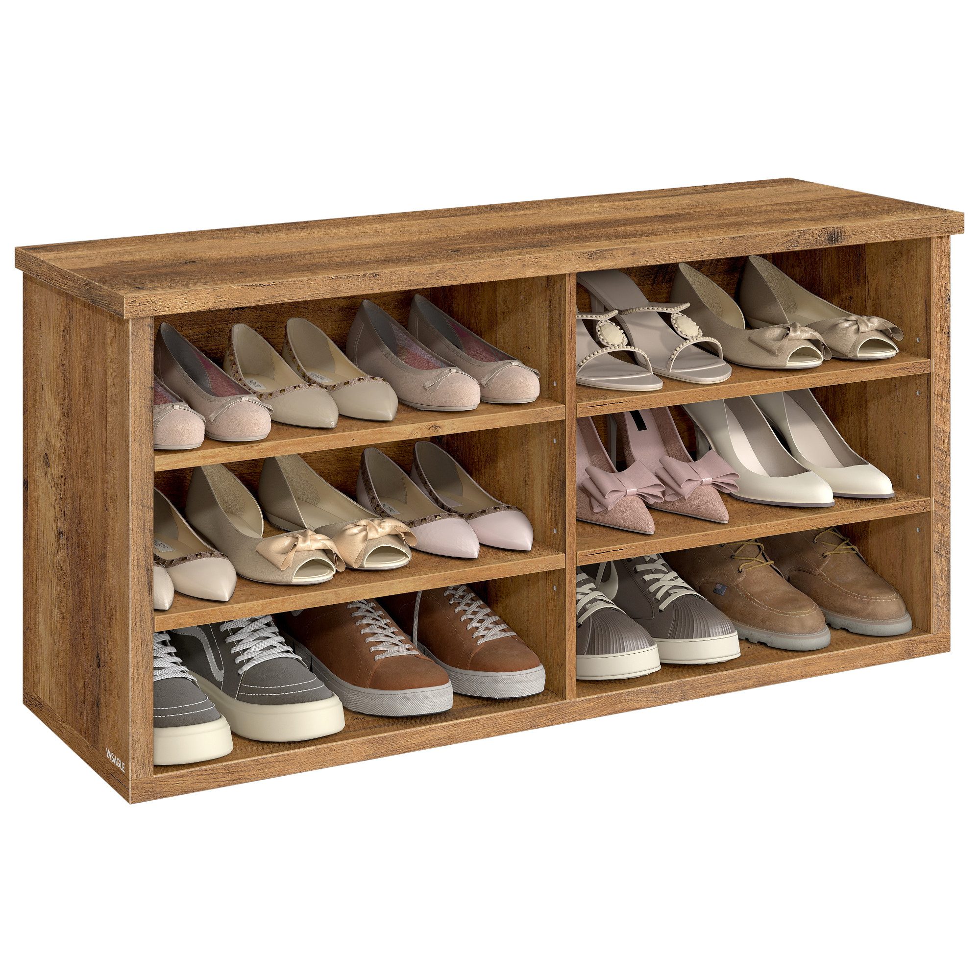 VASAGLE Schuhbank, Sitzbank mit Stauraum, Schuhregal 6 Fächer, verstellbare günstig online kaufen