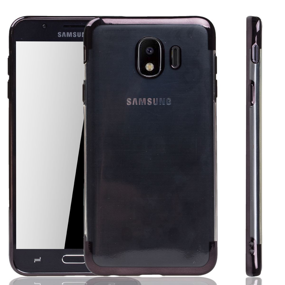 König Design Handyhülle Samsung Galaxy J4, Samsung Galaxy J4 Handyhülle Bumper Backcover Schwarz
