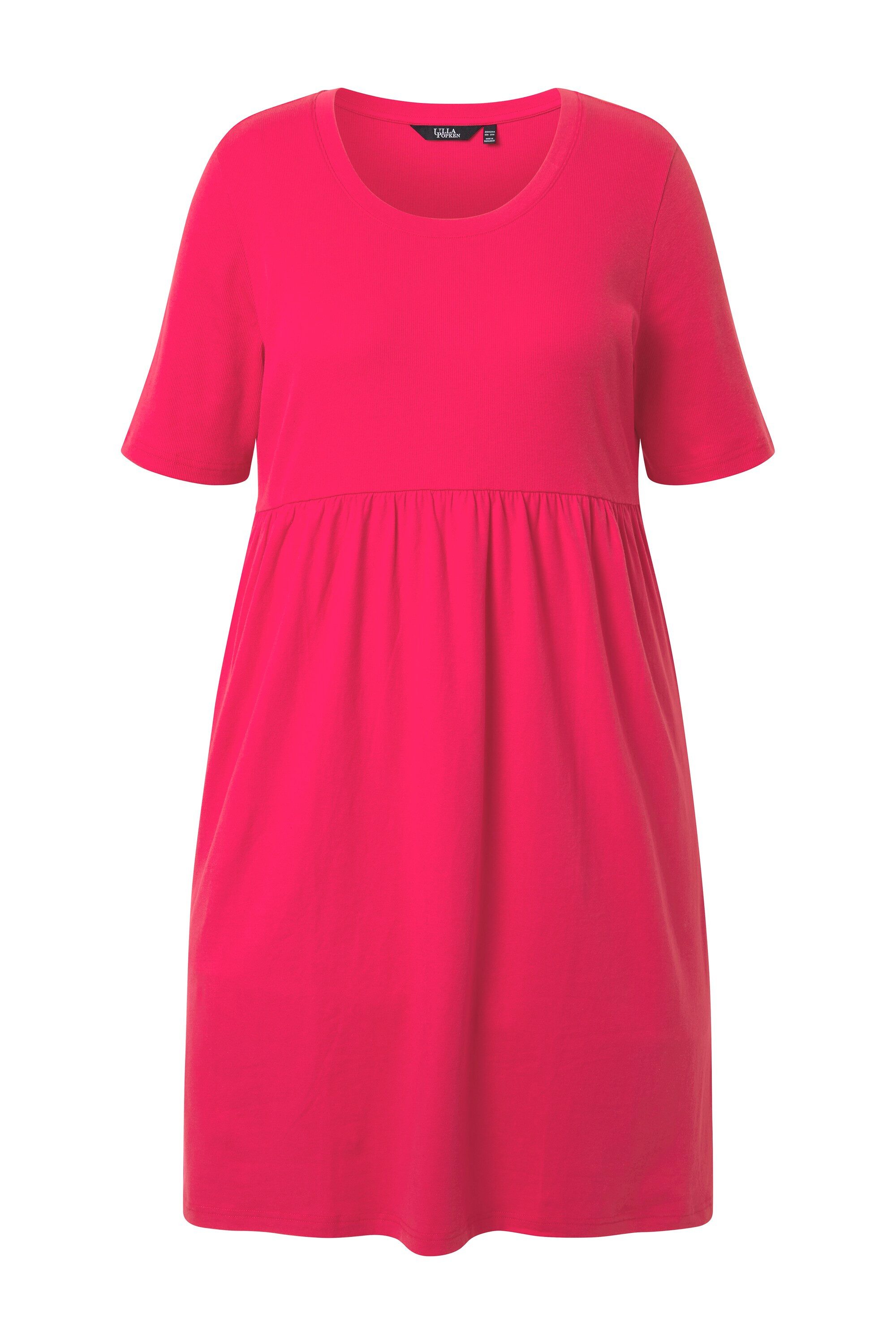 Ulla Popken Jerseykleid Kleid Rippjersey Rundhals A-Linie Halbarm günstig online kaufen